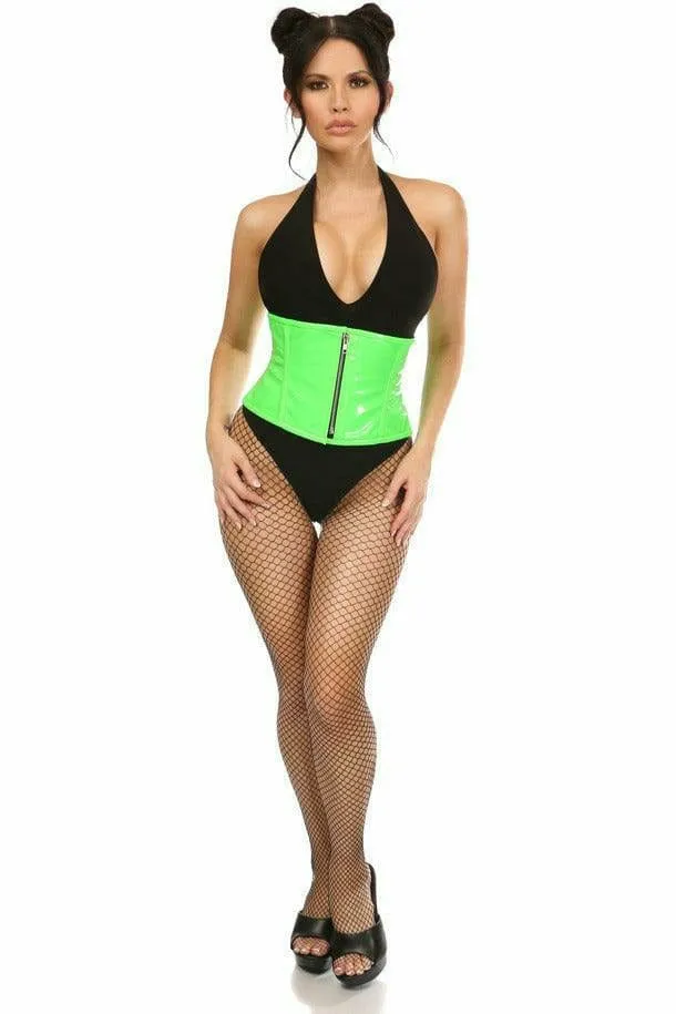 Deluxe Neon Green Patent Steel Boned Mini Cincher