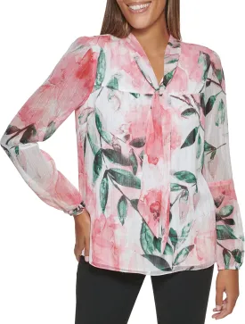 DKNY Women's Long Balloon Sleeve Blouse
