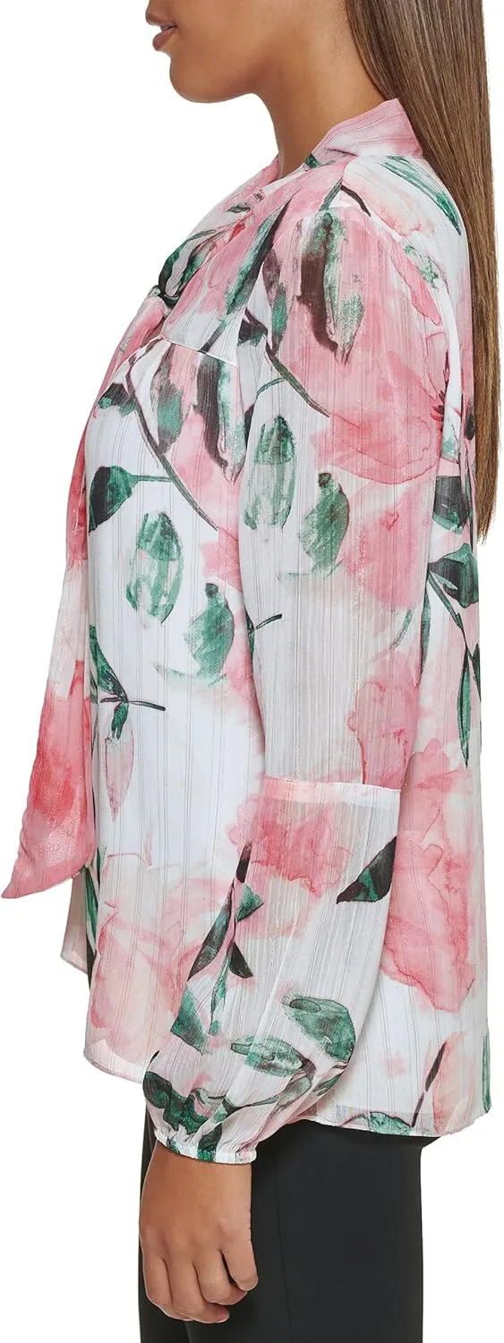 DKNY Women's Long Balloon Sleeve Blouse