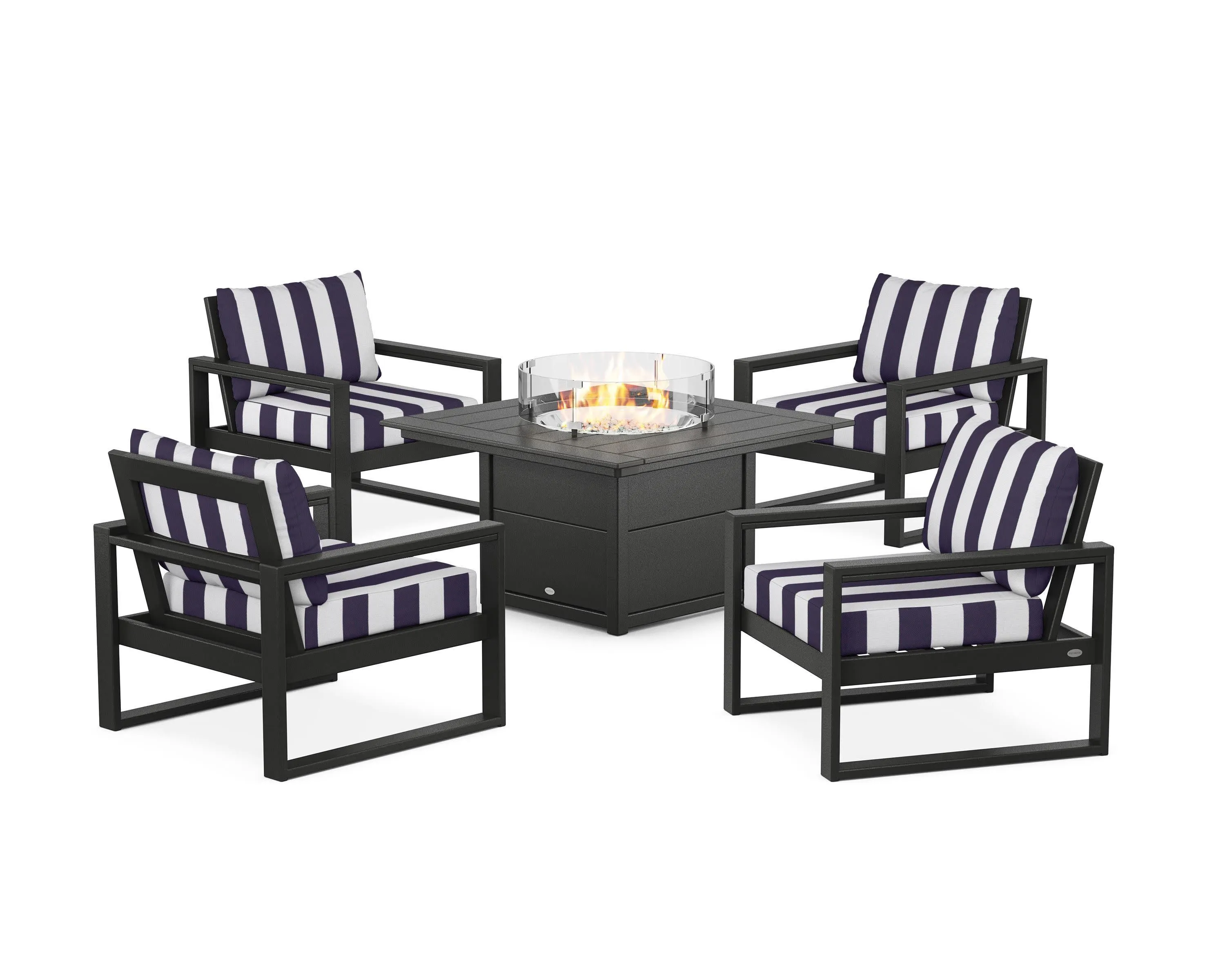 EDGE Sectional 5-Piece Deep Seating Set with Fire Pit Table