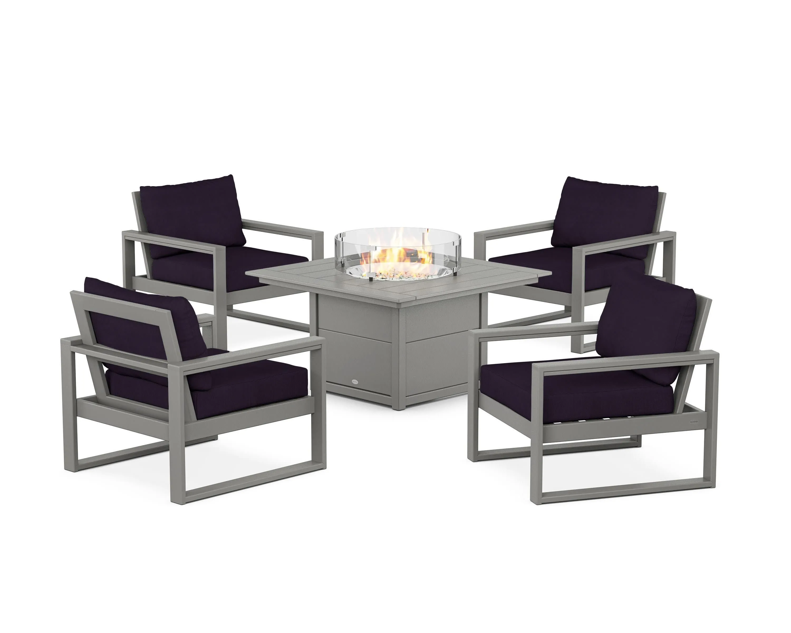 EDGE Sectional 5-Piece Deep Seating Set with Fire Pit Table