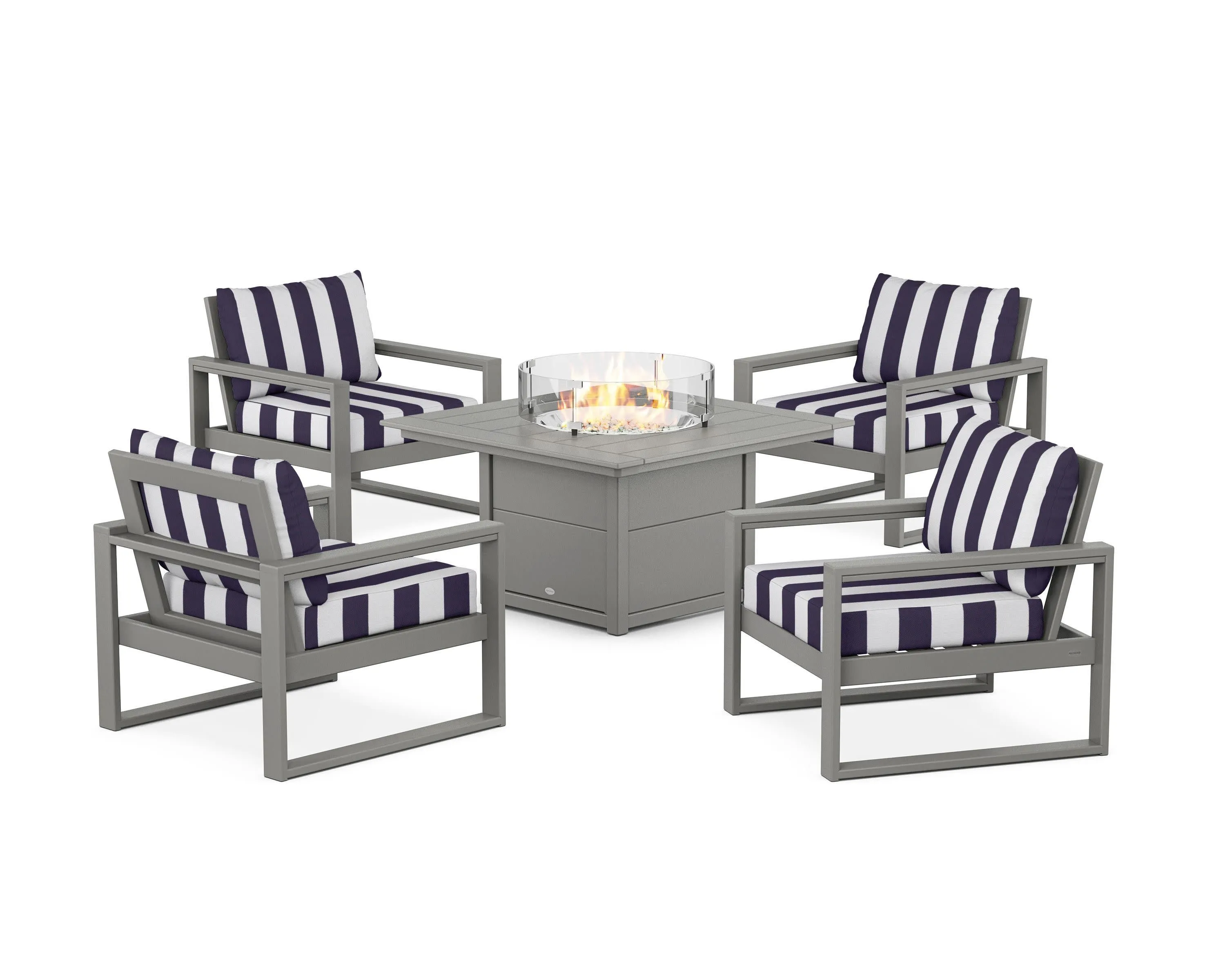 EDGE Sectional 5-Piece Deep Seating Set with Fire Pit Table