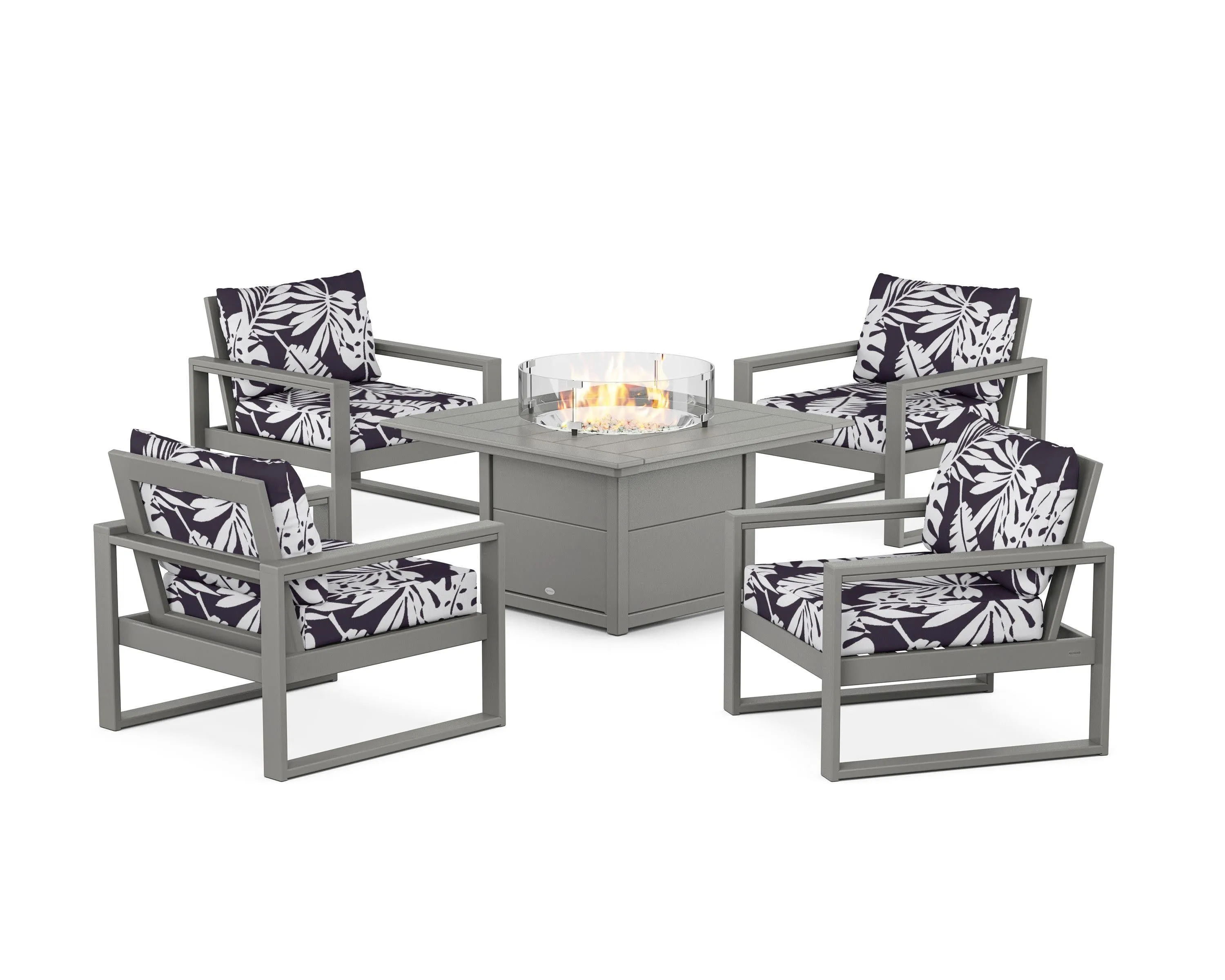 EDGE Sectional 5-Piece Deep Seating Set with Fire Pit Table