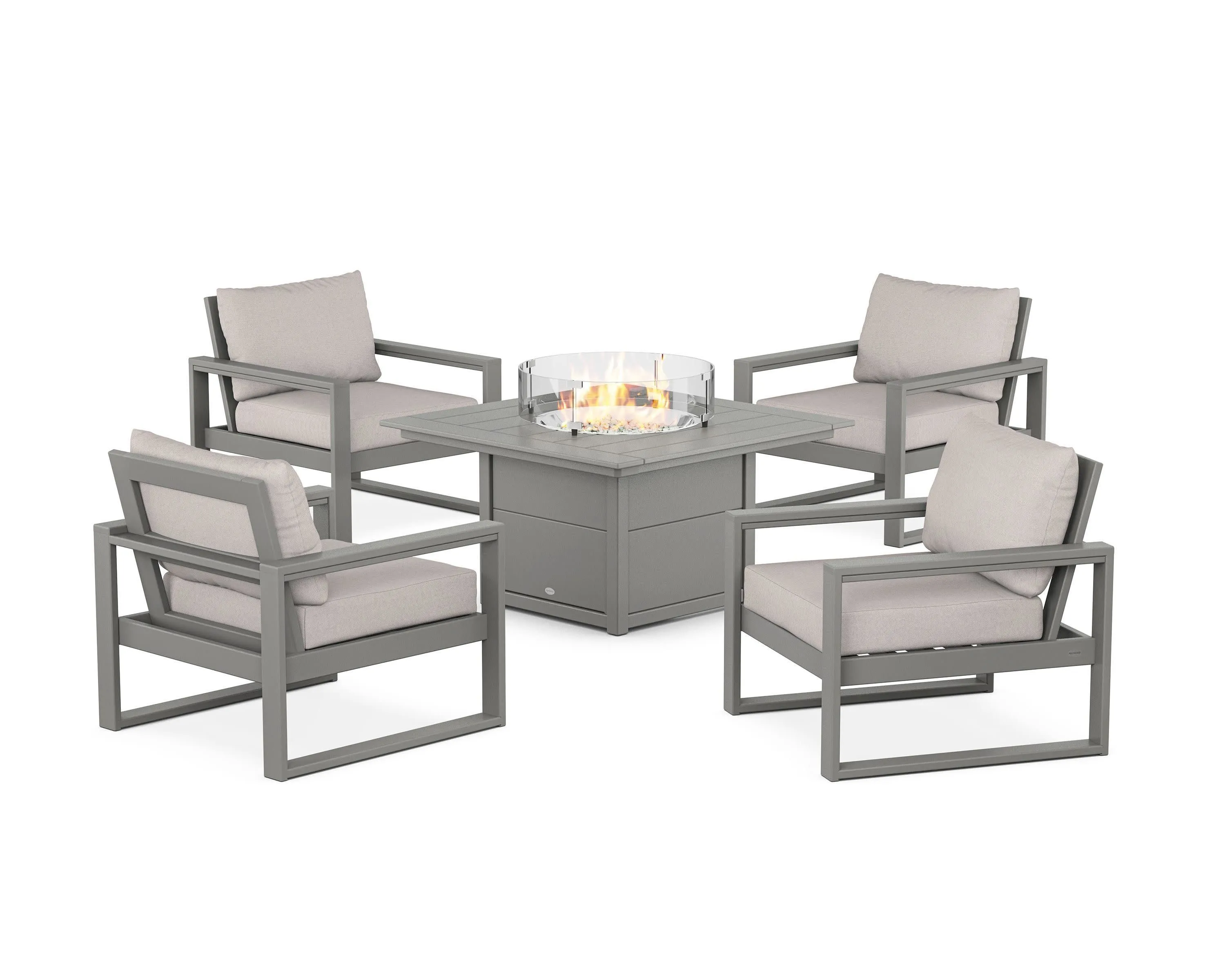 EDGE Sectional 5-Piece Deep Seating Set with Fire Pit Table