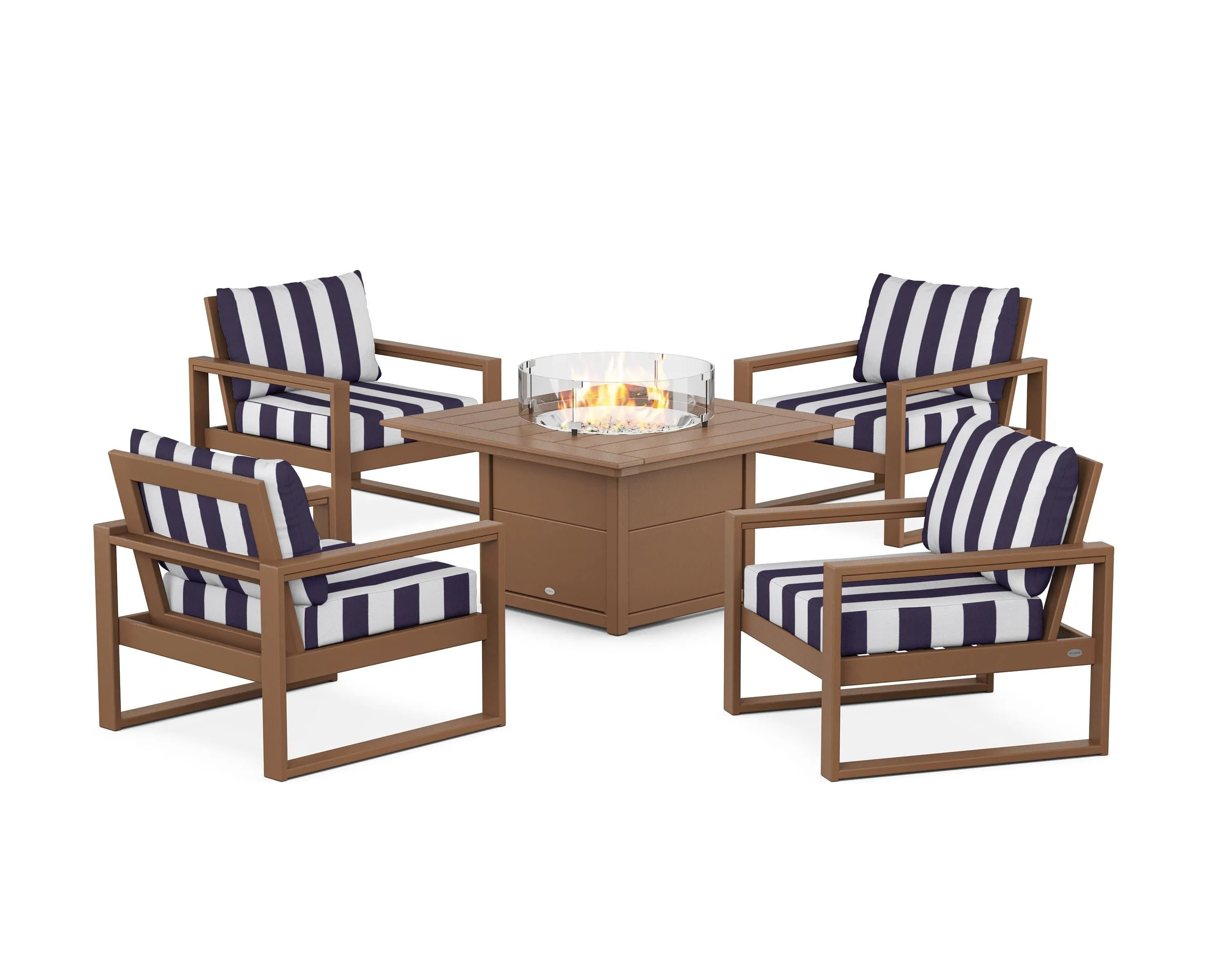 EDGE Sectional 5-Piece Deep Seating Set with Fire Pit Table