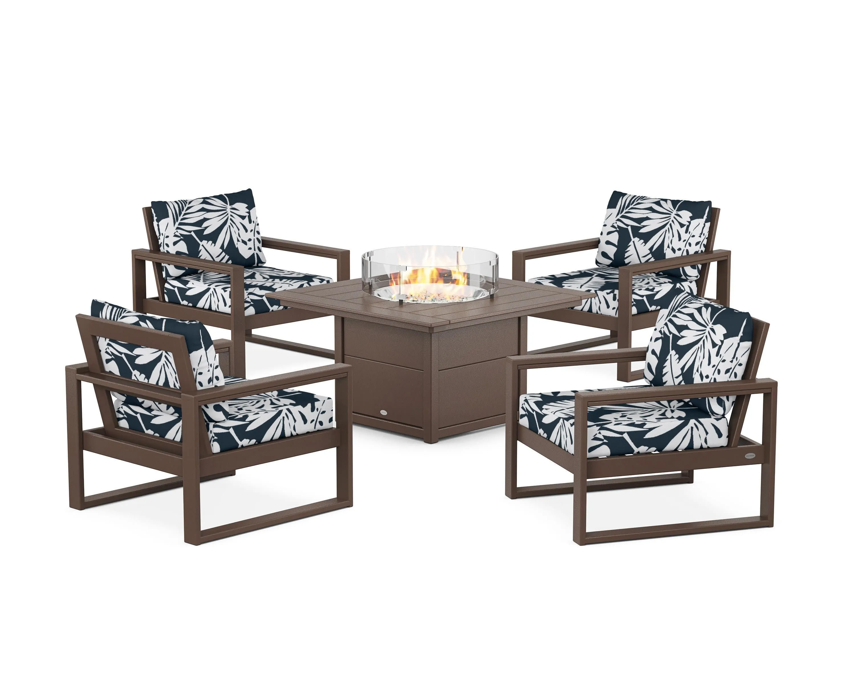 EDGE Sectional 5-Piece Deep Seating Set with Fire Pit Table