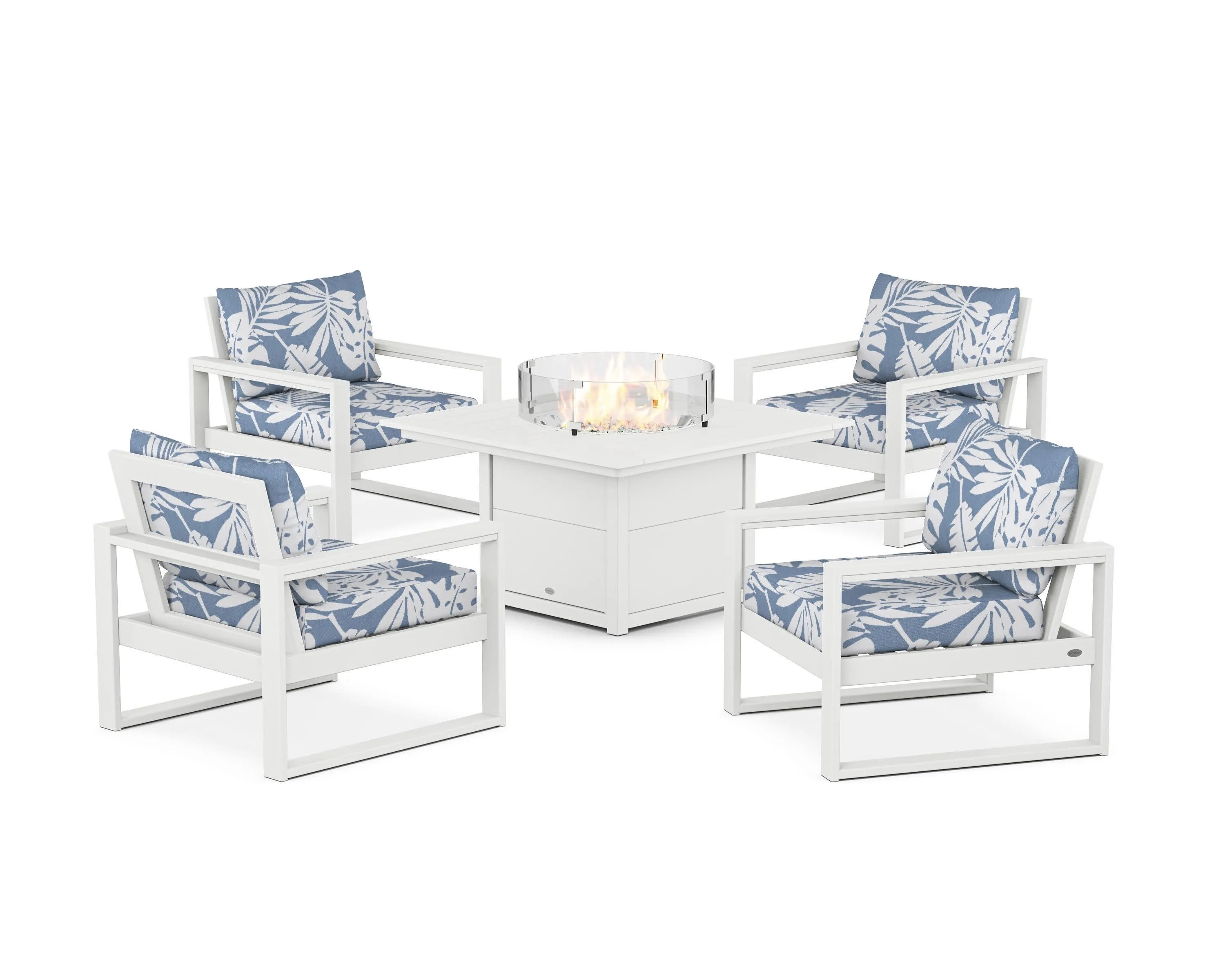 EDGE Sectional 5-Piece Deep Seating Set with Fire Pit Table