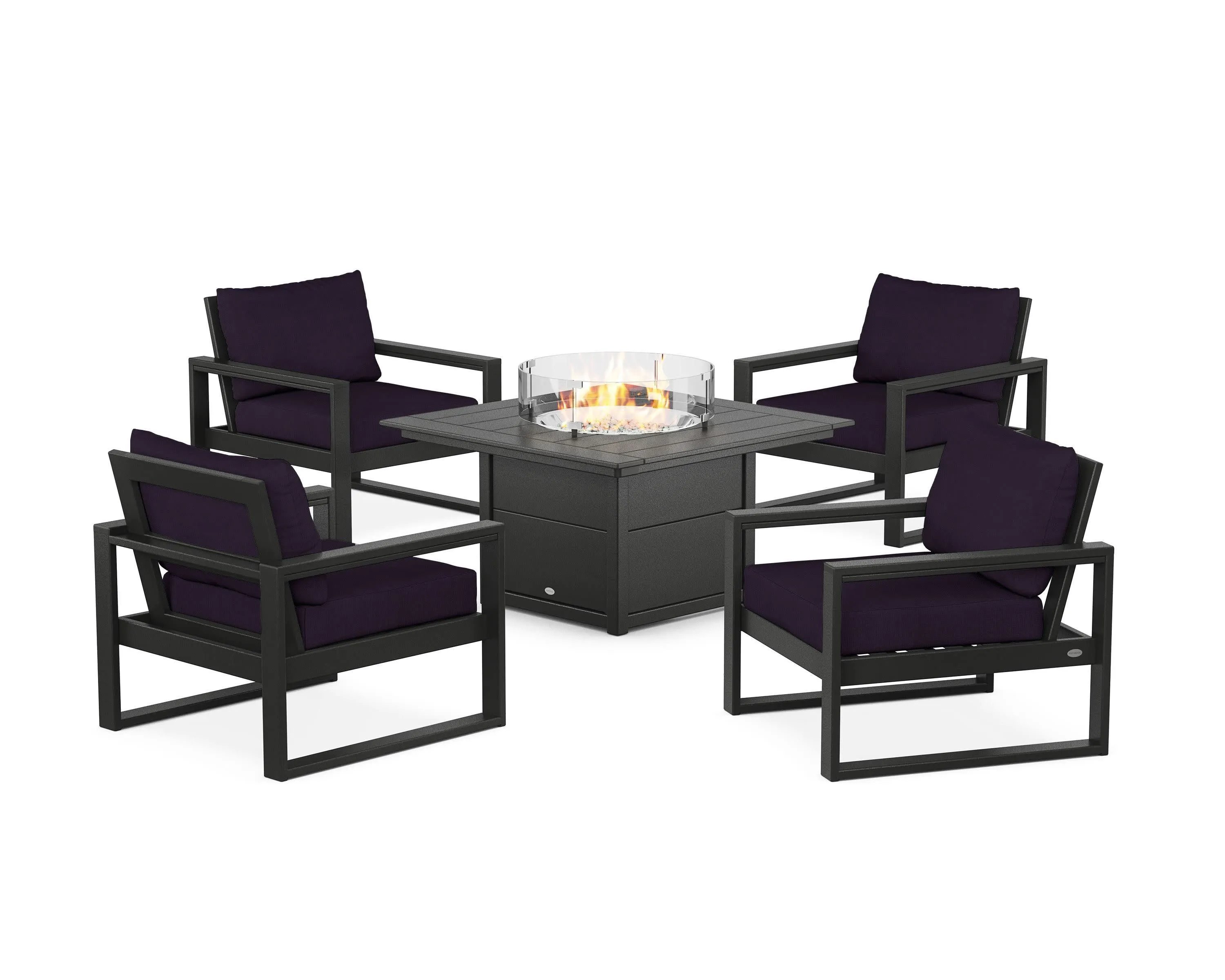 EDGE Sectional 5-Piece Deep Seating Set with Fire Pit Table