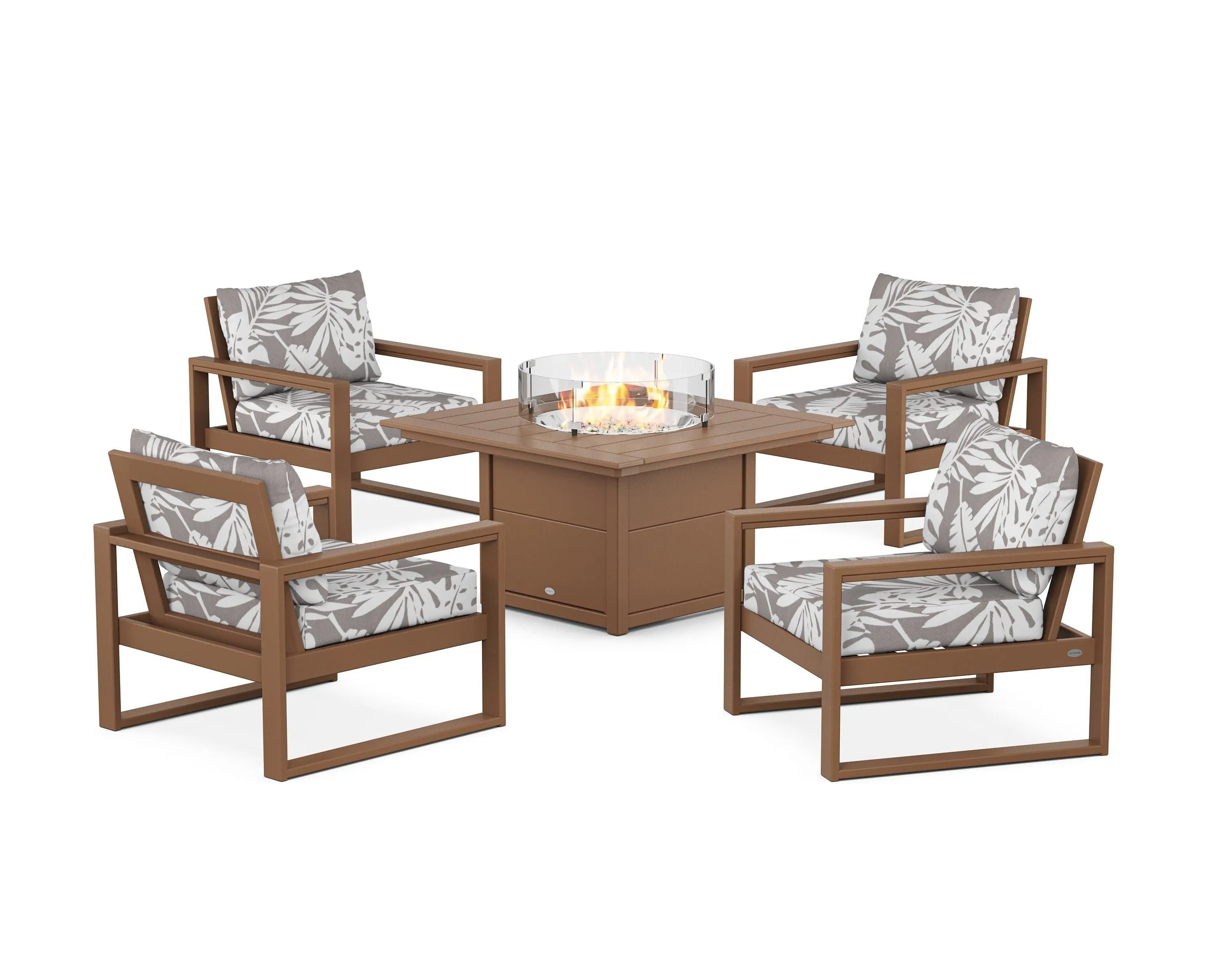 EDGE Sectional 5-Piece Deep Seating Set with Fire Pit Table