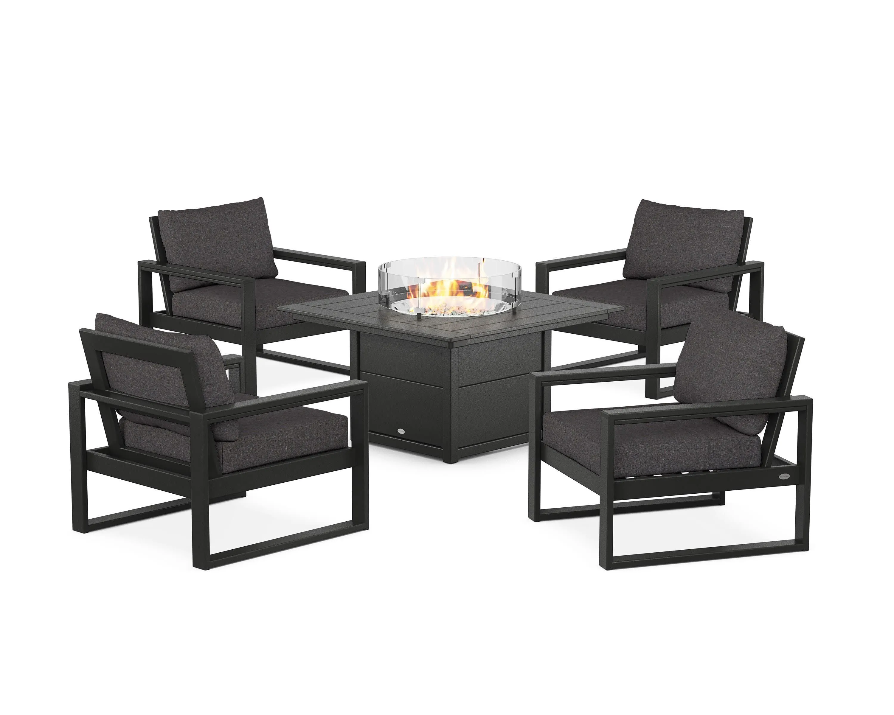 EDGE Sectional 5-Piece Deep Seating Set with Fire Pit Table
