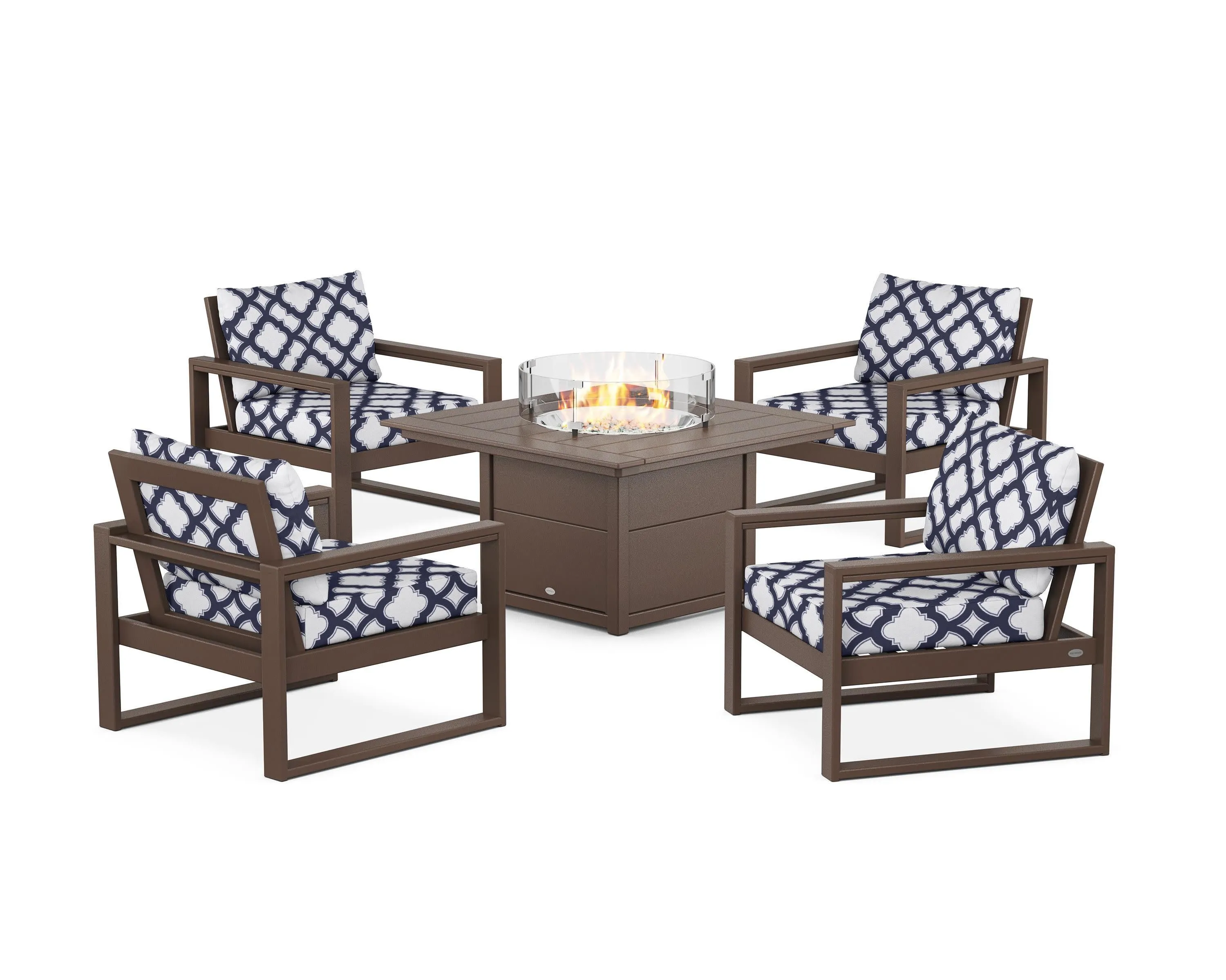 EDGE Sectional 5-Piece Deep Seating Set with Fire Pit Table