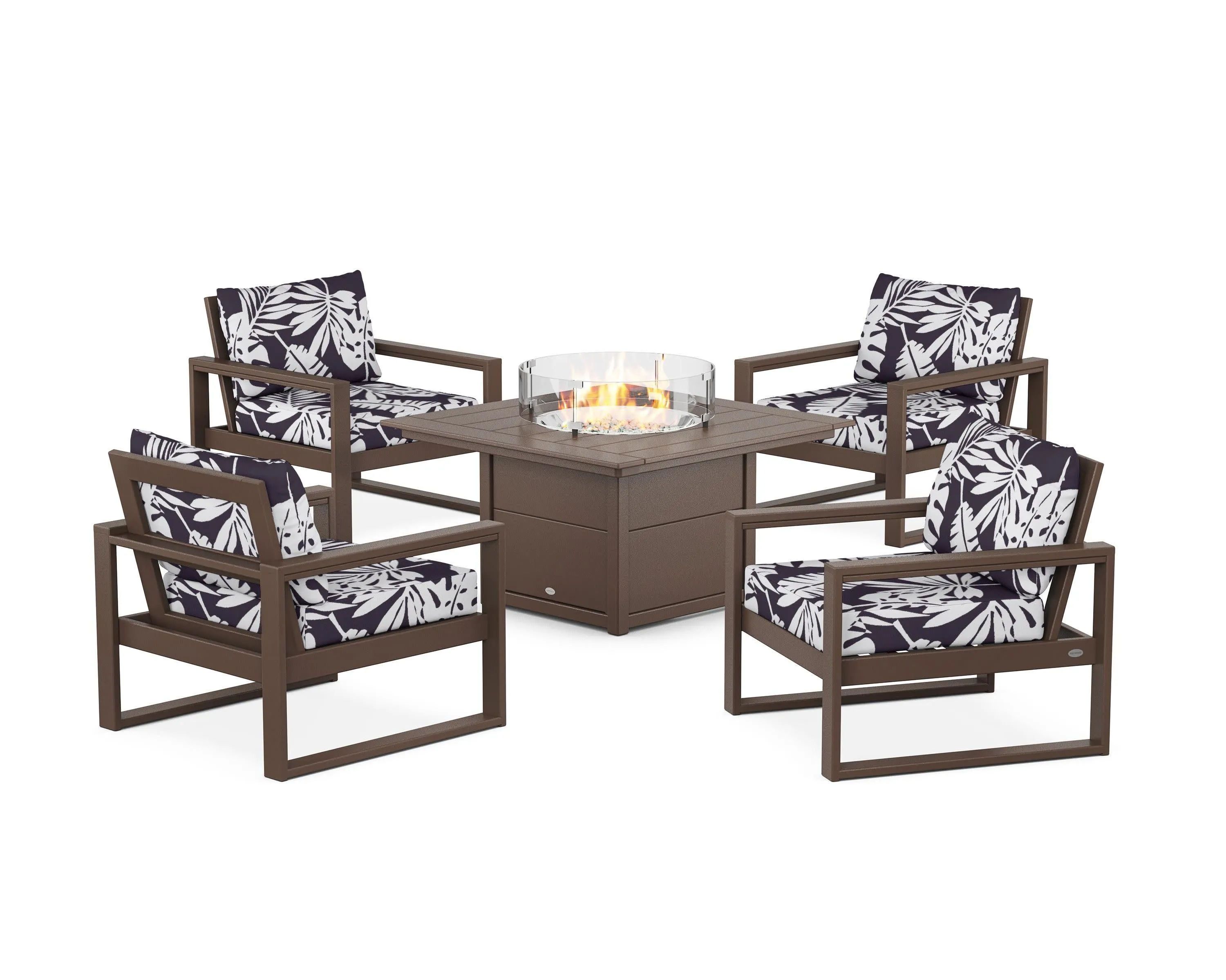 EDGE Sectional 5-Piece Deep Seating Set with Fire Pit Table