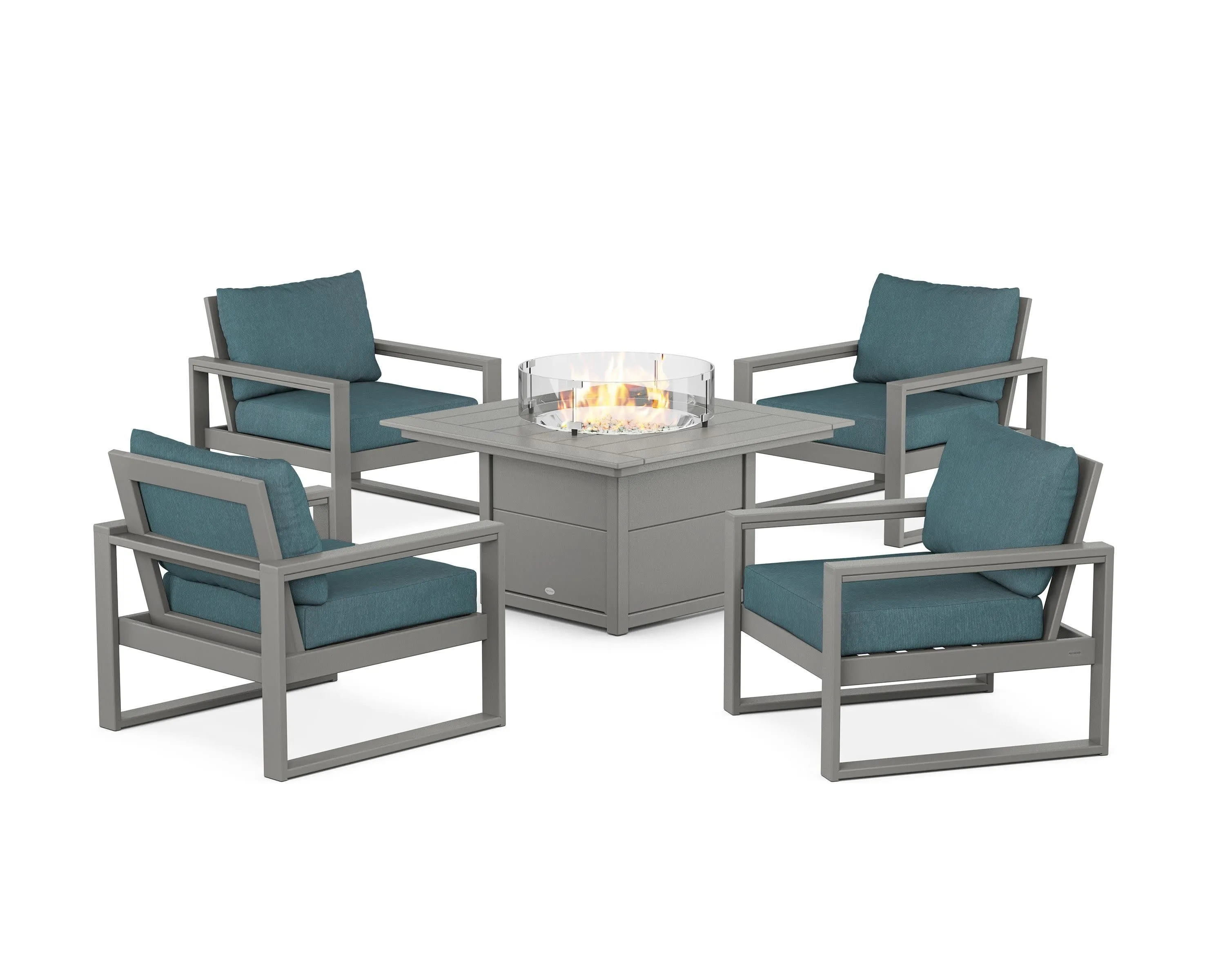EDGE Sectional 5-Piece Deep Seating Set with Fire Pit Table