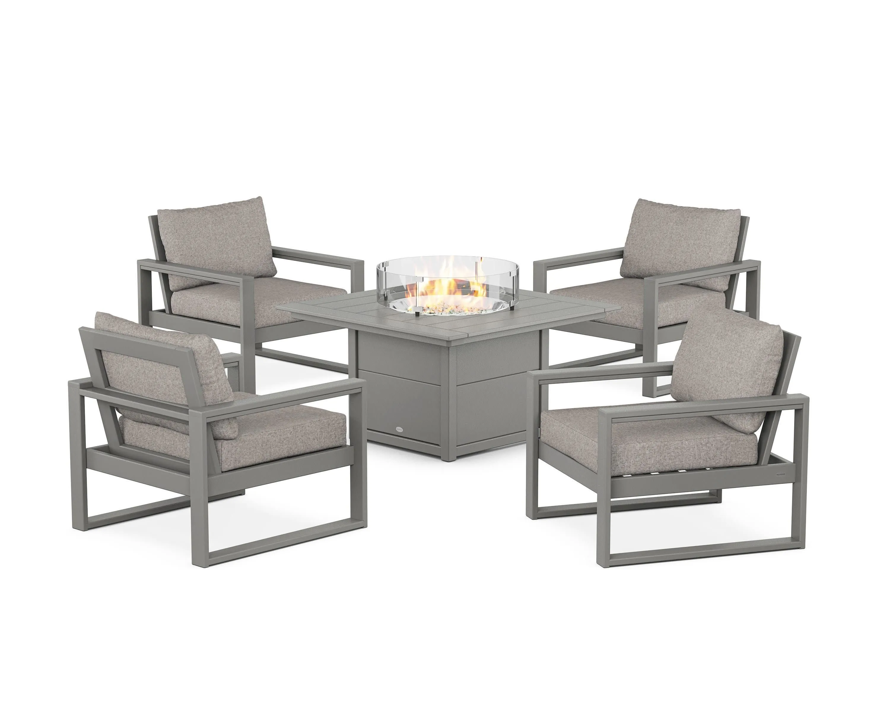 EDGE Sectional 5-Piece Deep Seating Set with Fire Pit Table