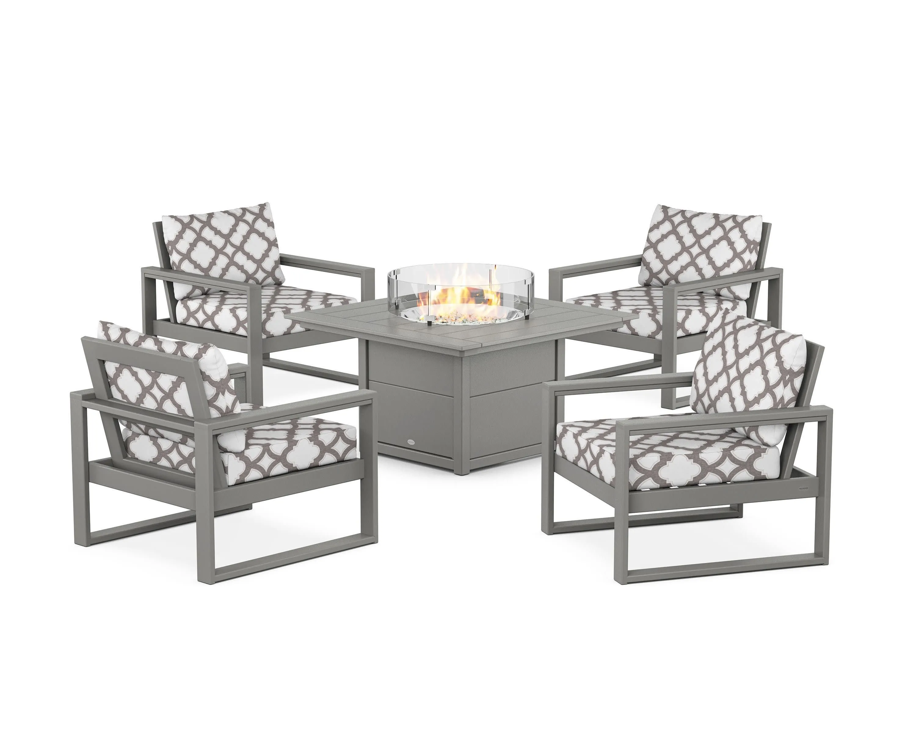 EDGE Sectional 5-Piece Deep Seating Set with Fire Pit Table