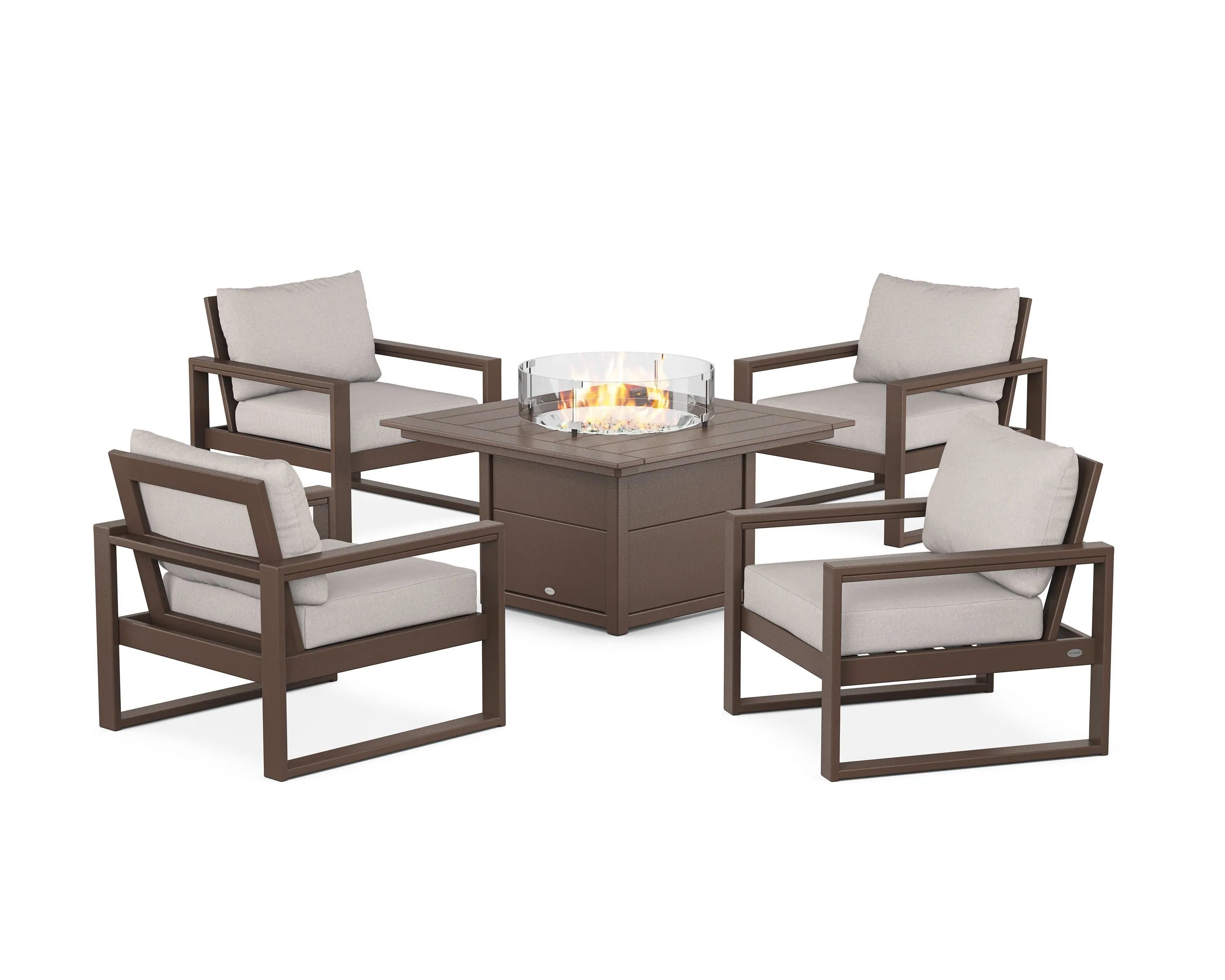 EDGE Sectional 5-Piece Deep Seating Set with Fire Pit Table
