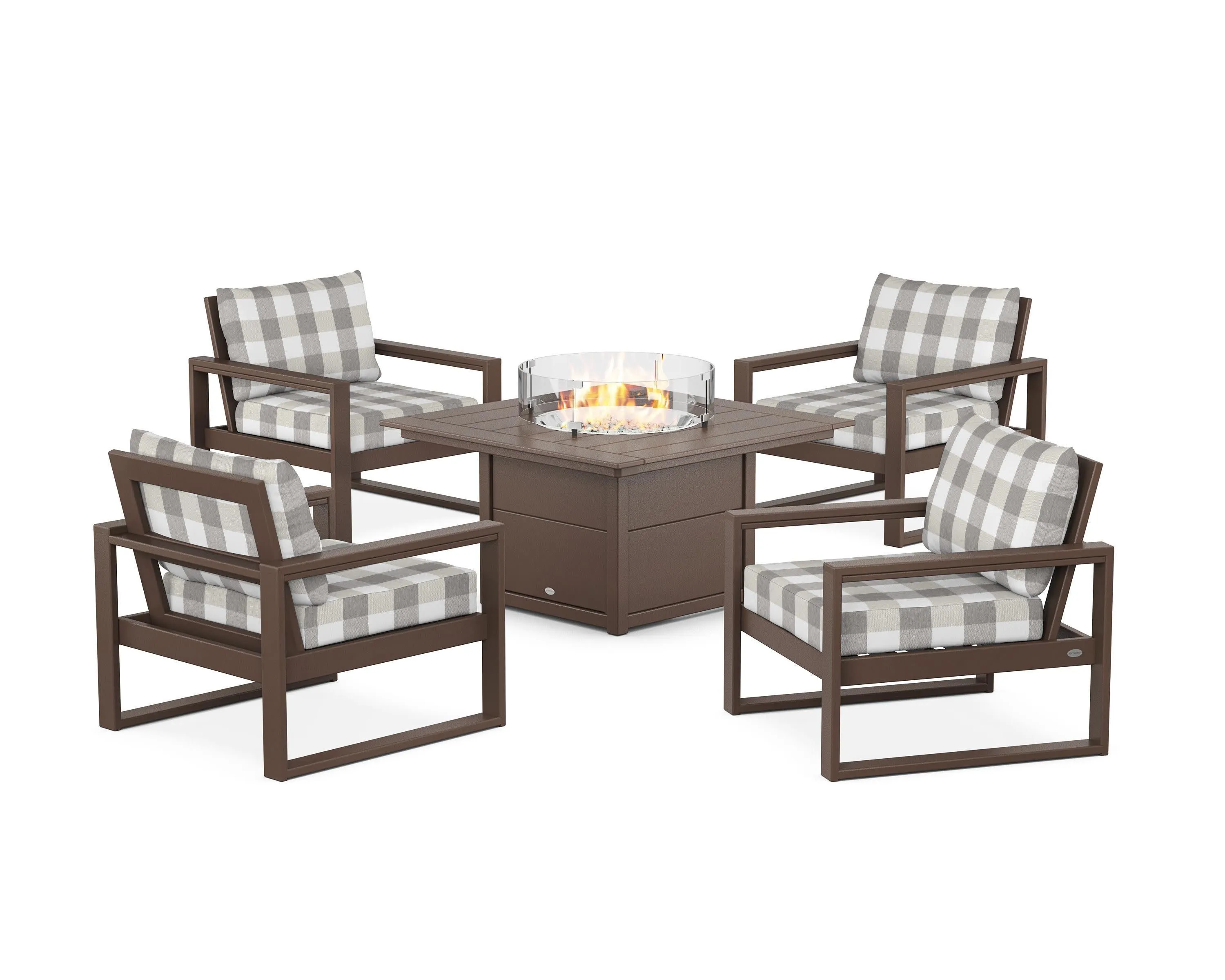EDGE Sectional 5-Piece Deep Seating Set with Fire Pit Table