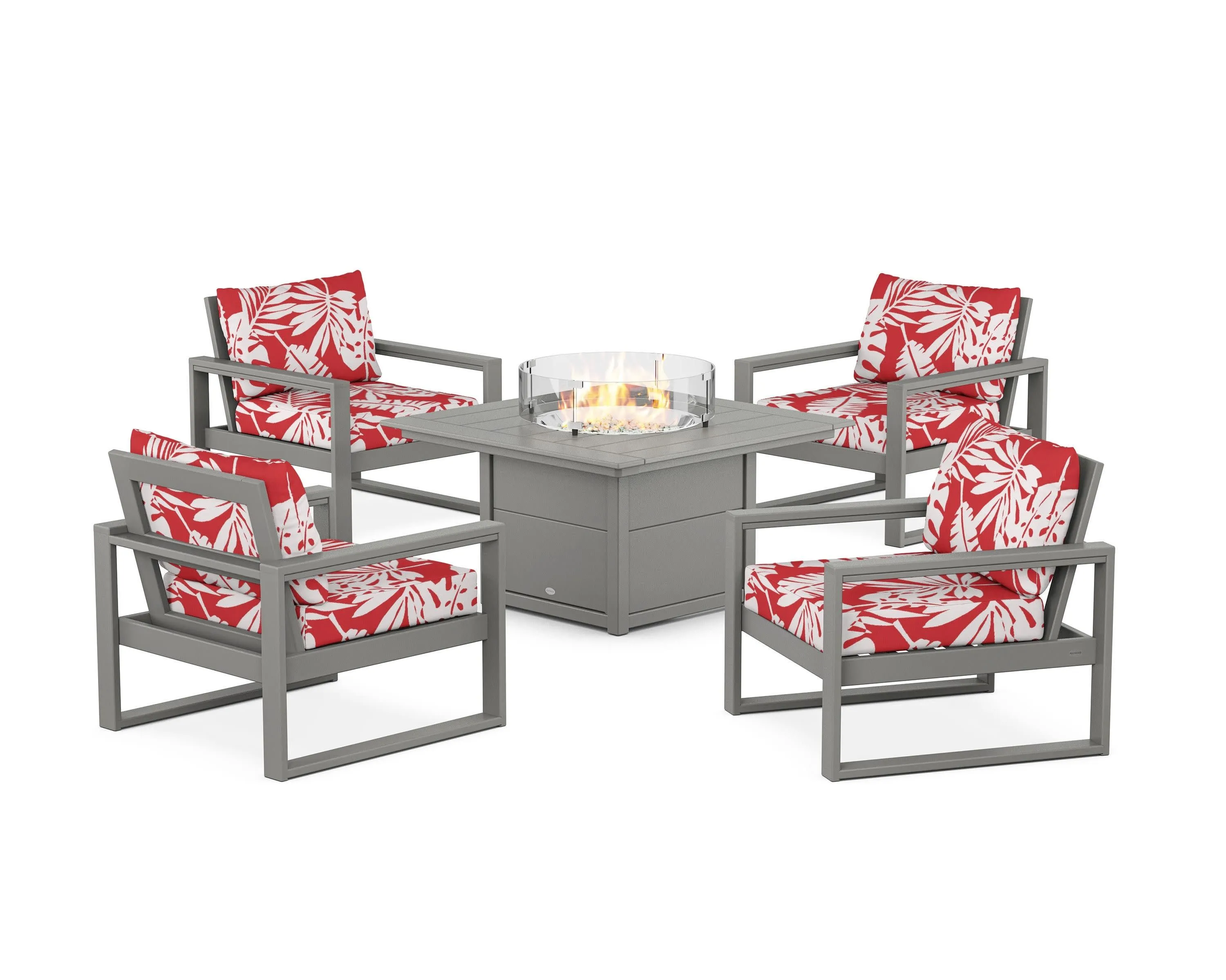 EDGE Sectional 5-Piece Deep Seating Set with Fire Pit Table