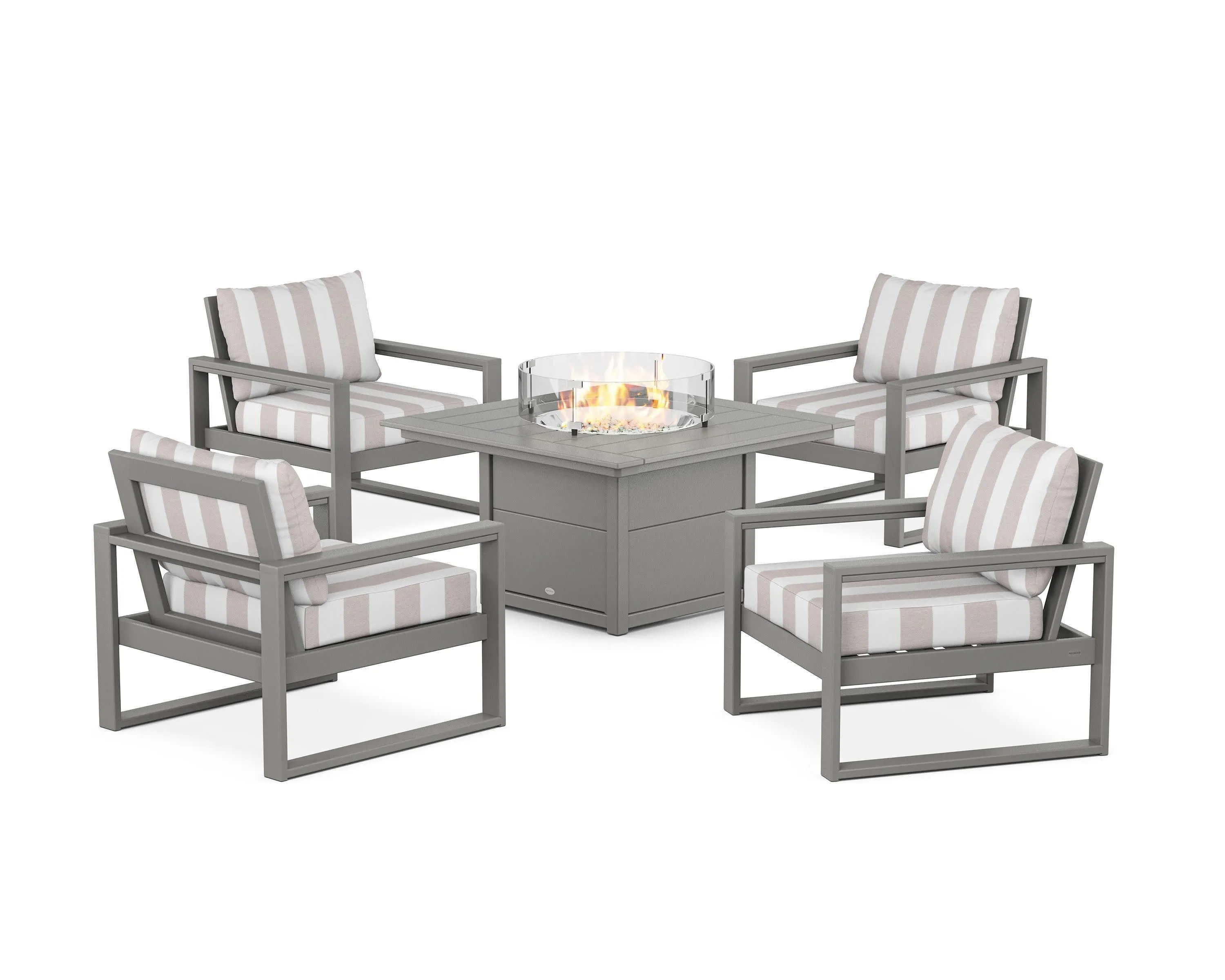 EDGE Sectional 5-Piece Deep Seating Set with Fire Pit Table