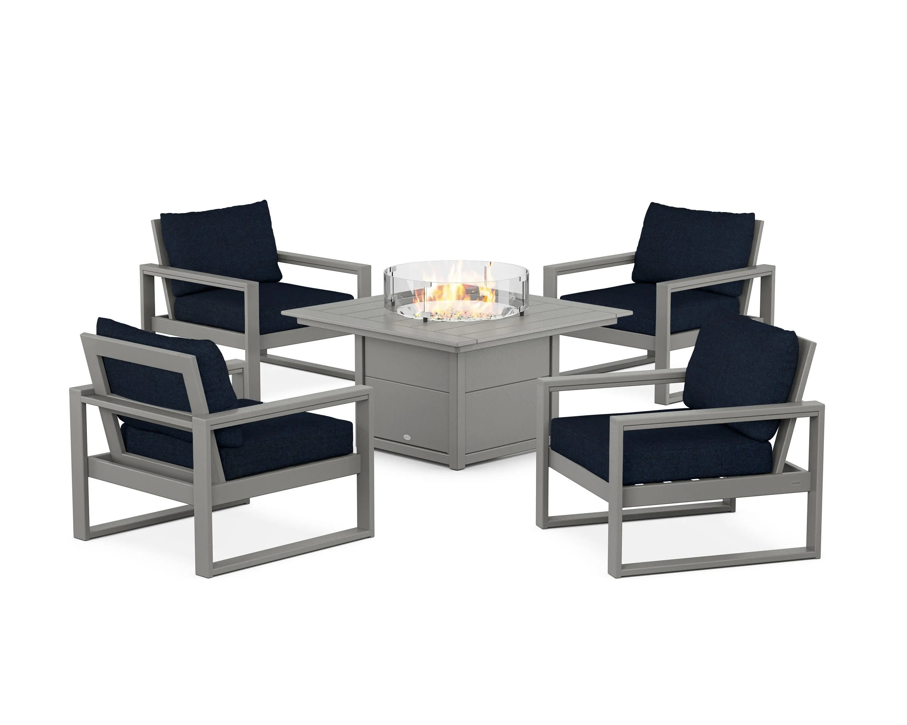 EDGE Sectional 5-Piece Deep Seating Set with Fire Pit Table