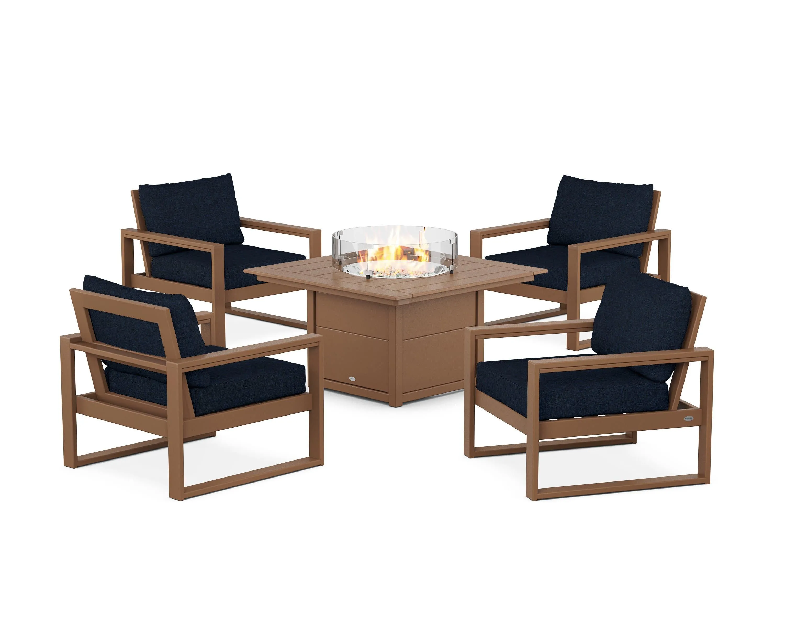 EDGE Sectional 5-Piece Deep Seating Set with Fire Pit Table