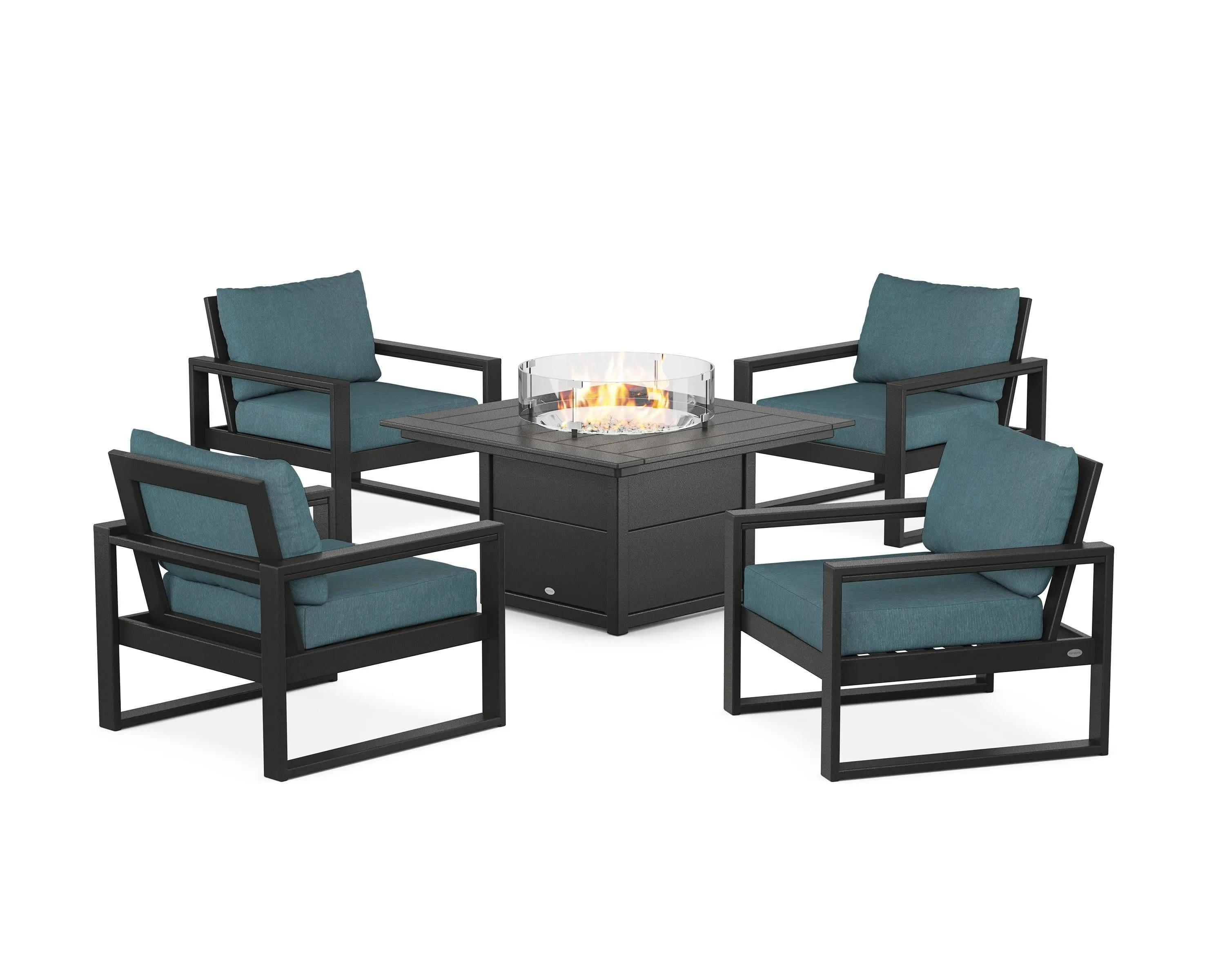 EDGE Sectional 5-Piece Deep Seating Set with Fire Pit Table