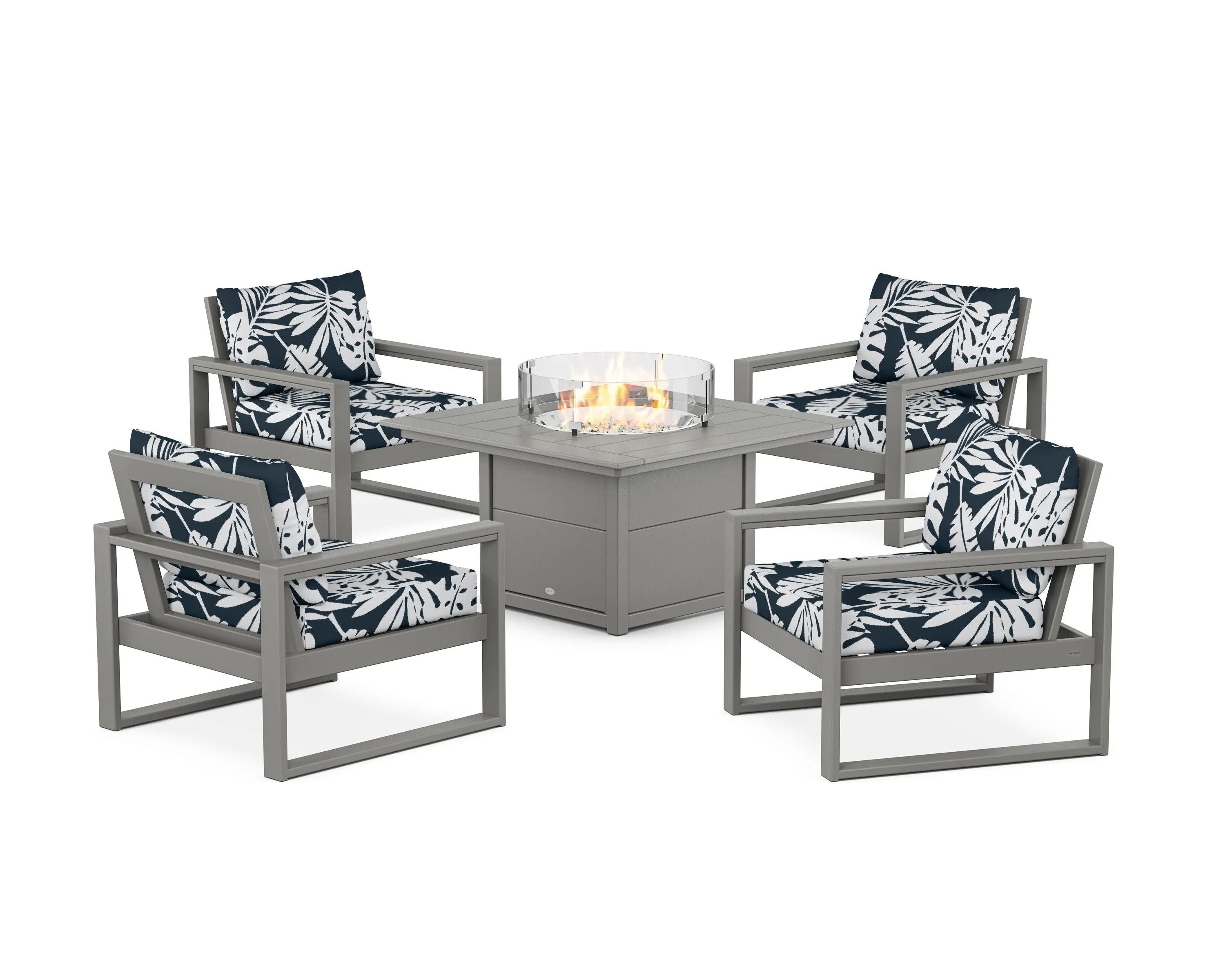 EDGE Sectional 5-Piece Deep Seating Set with Fire Pit Table