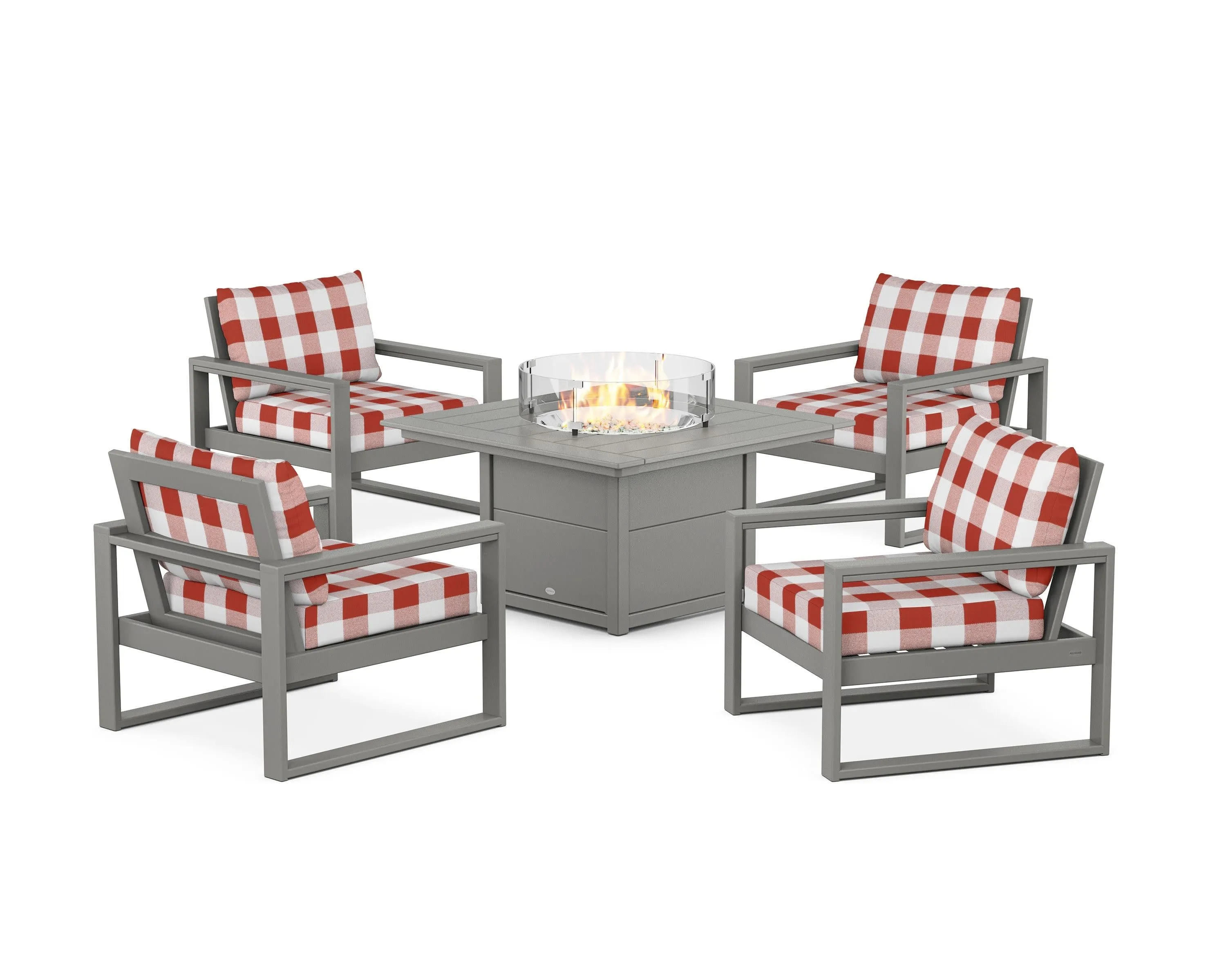 EDGE Sectional 5-Piece Deep Seating Set with Fire Pit Table