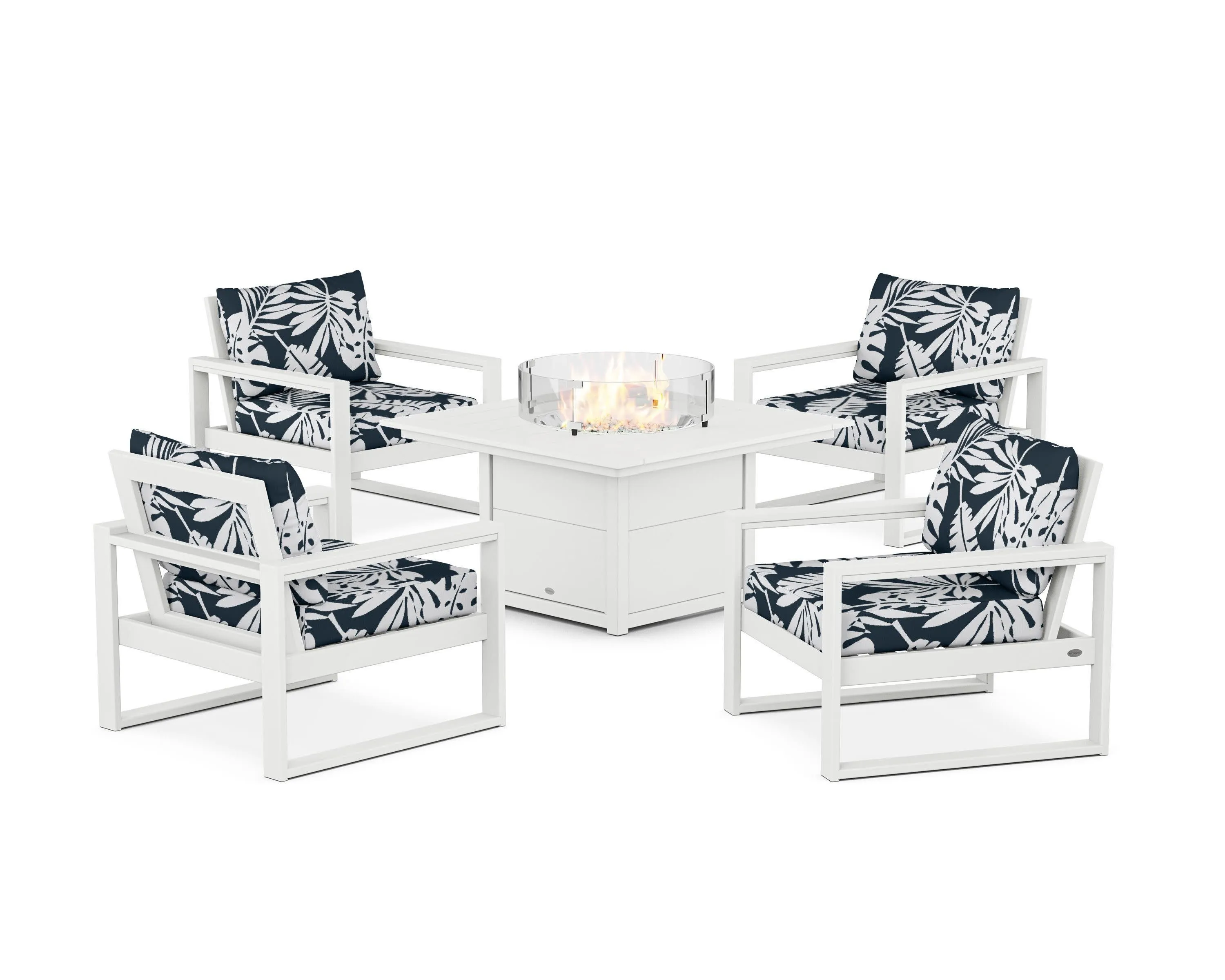 EDGE Sectional 5-Piece Deep Seating Set with Fire Pit Table