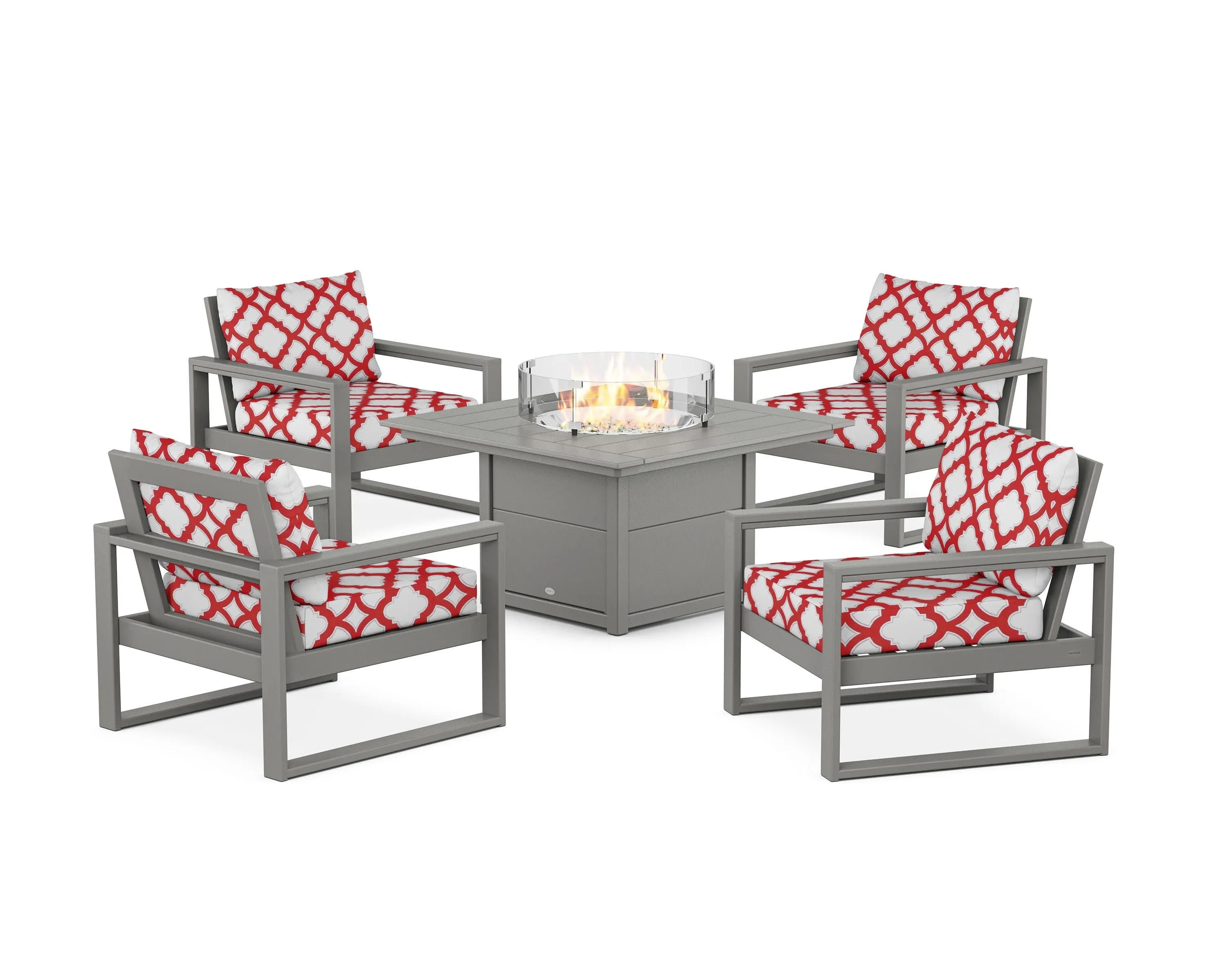 EDGE Sectional 5-Piece Deep Seating Set with Fire Pit Table