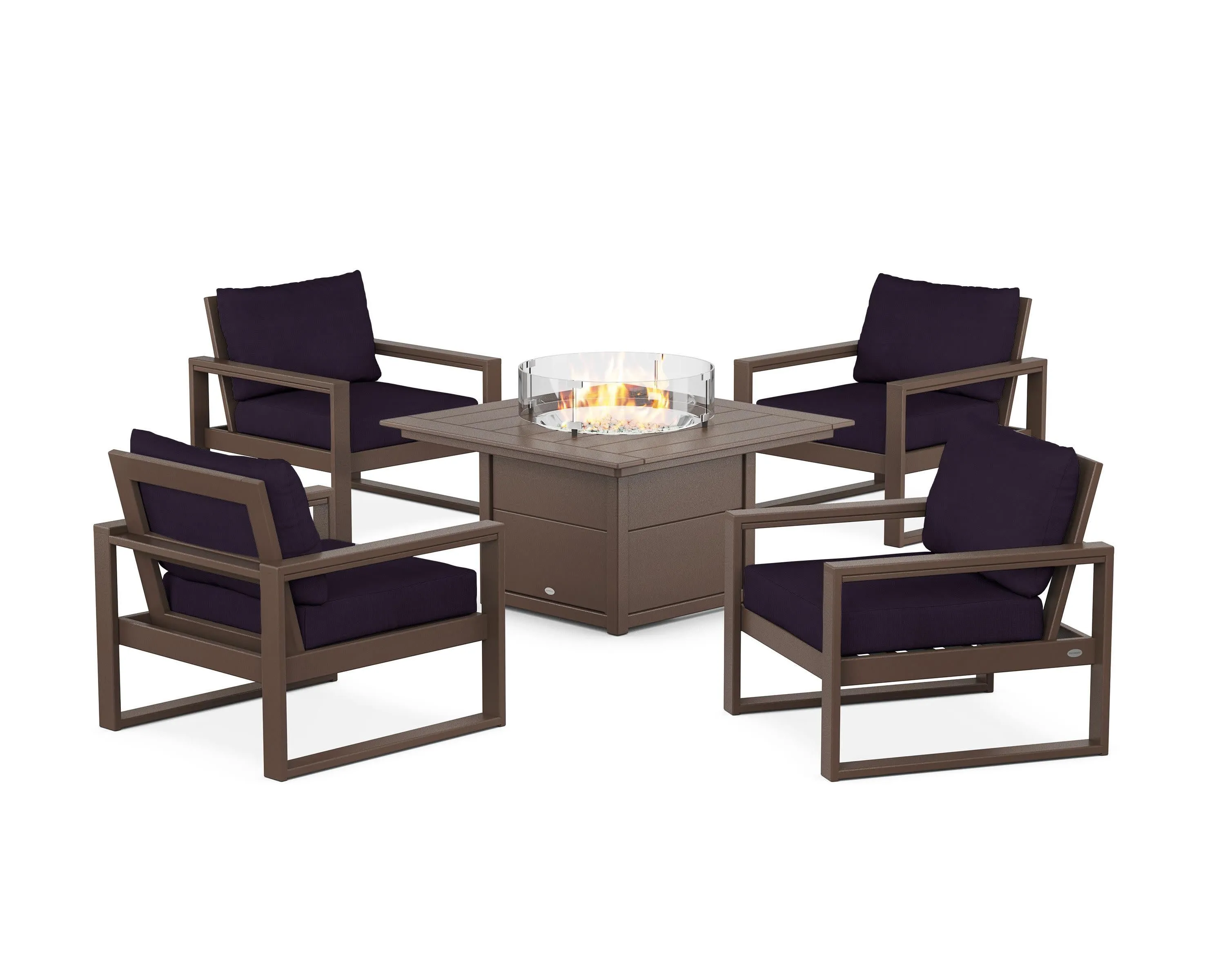 EDGE Sectional 5-Piece Deep Seating Set with Fire Pit Table