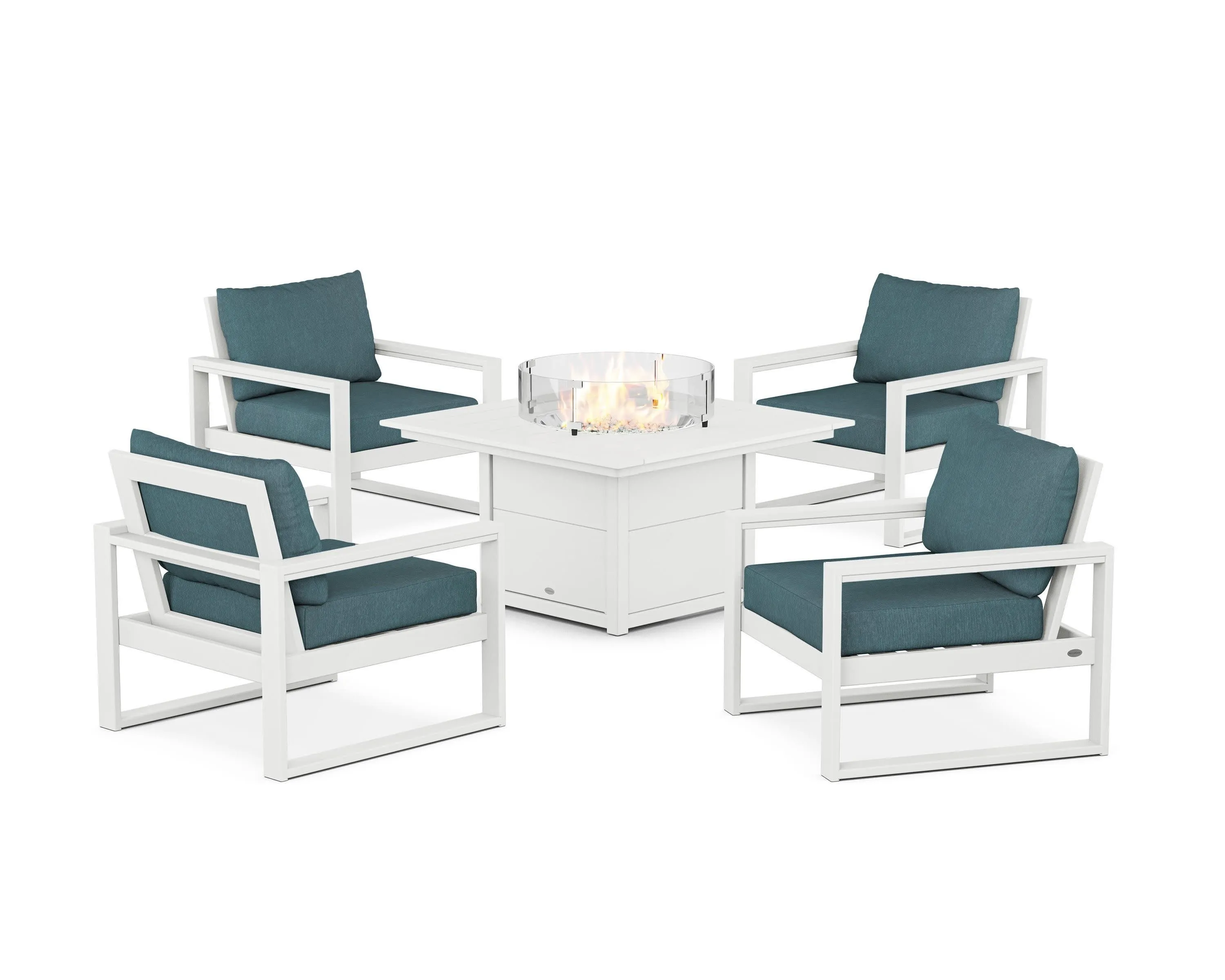EDGE Sectional 5-Piece Deep Seating Set with Fire Pit Table
