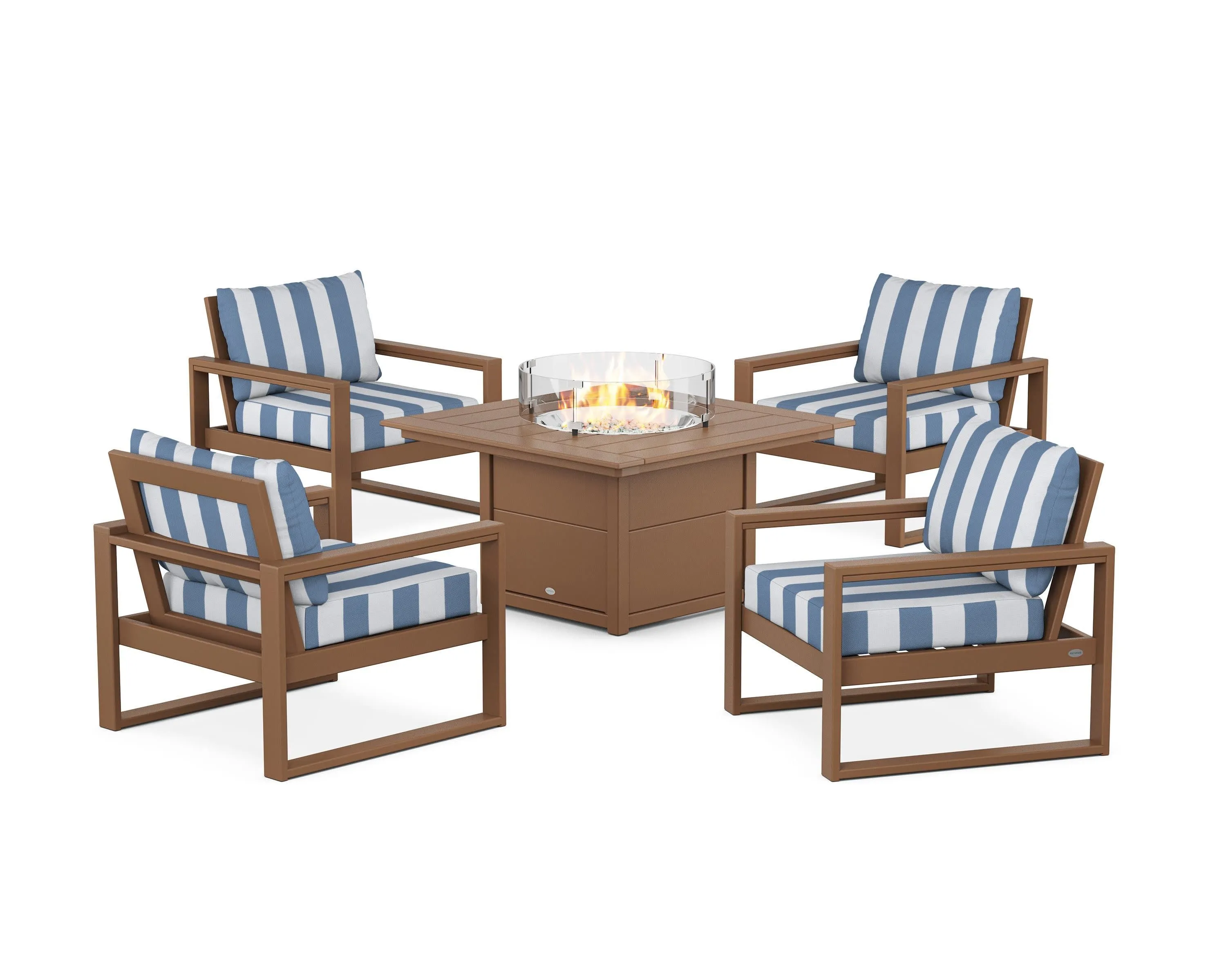 EDGE Sectional 5-Piece Deep Seating Set with Fire Pit Table