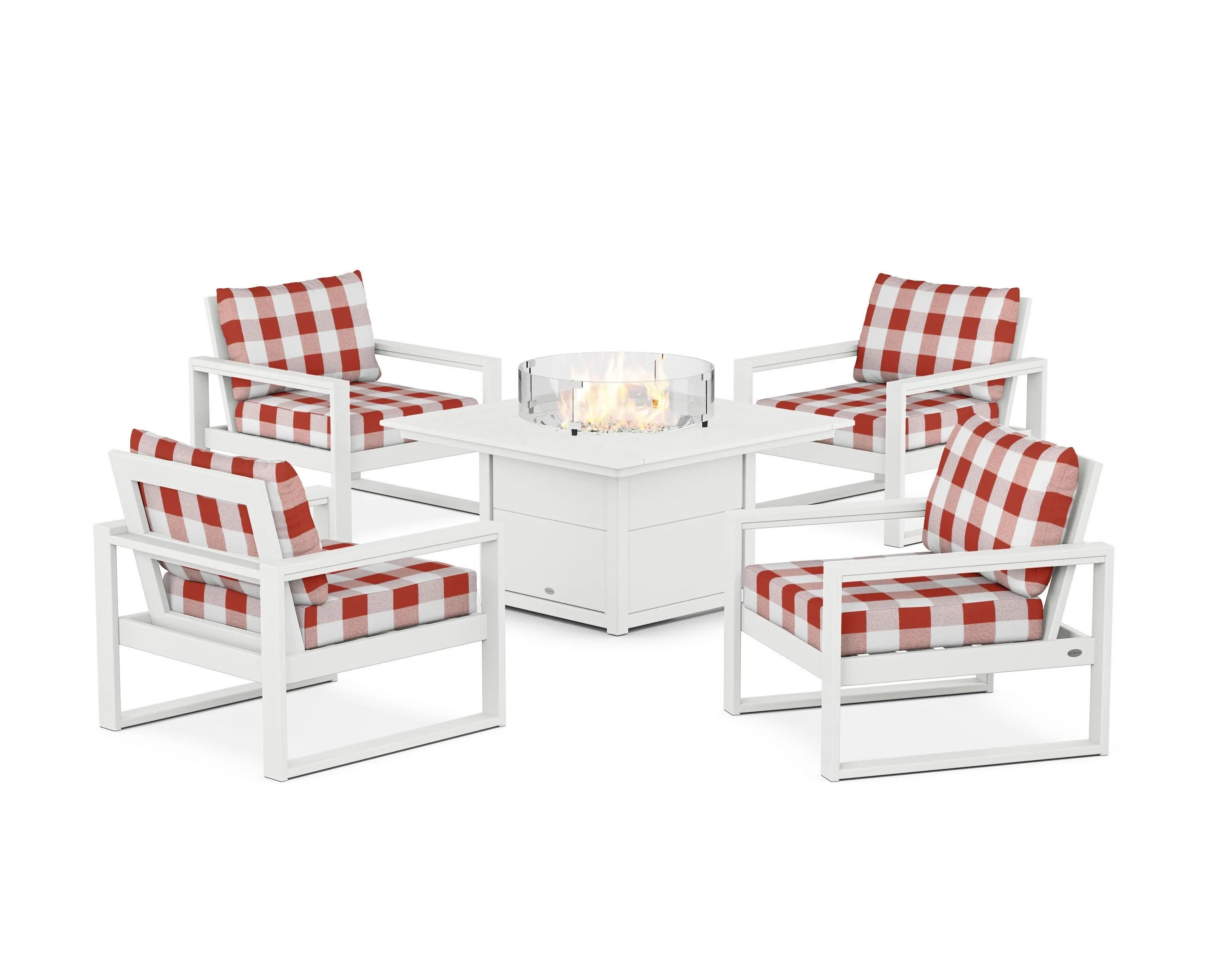 EDGE Sectional 5-Piece Deep Seating Set with Fire Pit Table