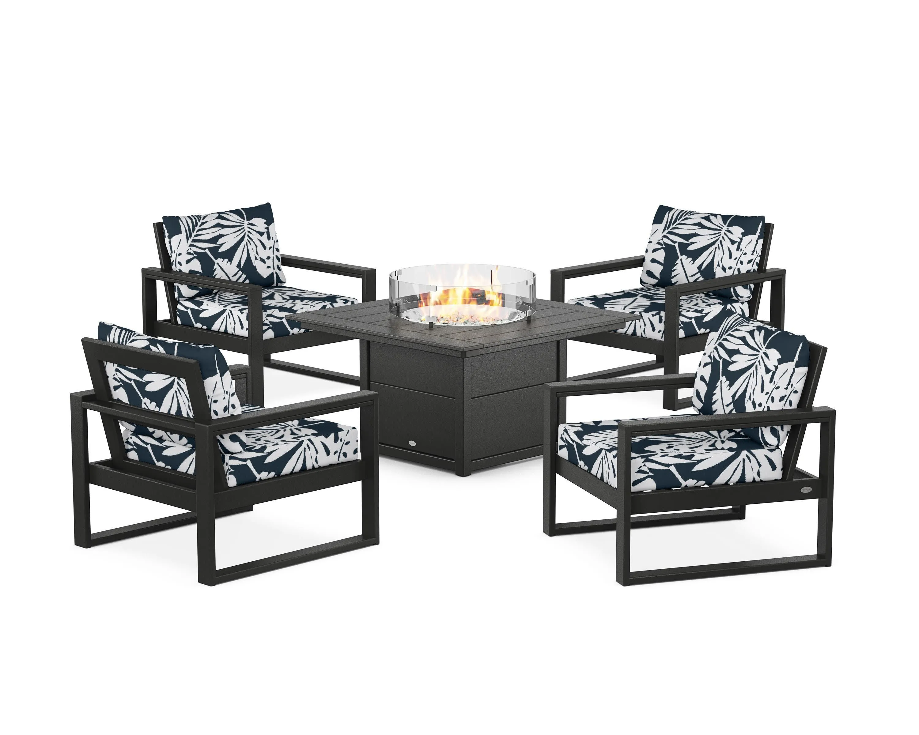 EDGE Sectional 5-Piece Deep Seating Set with Fire Pit Table