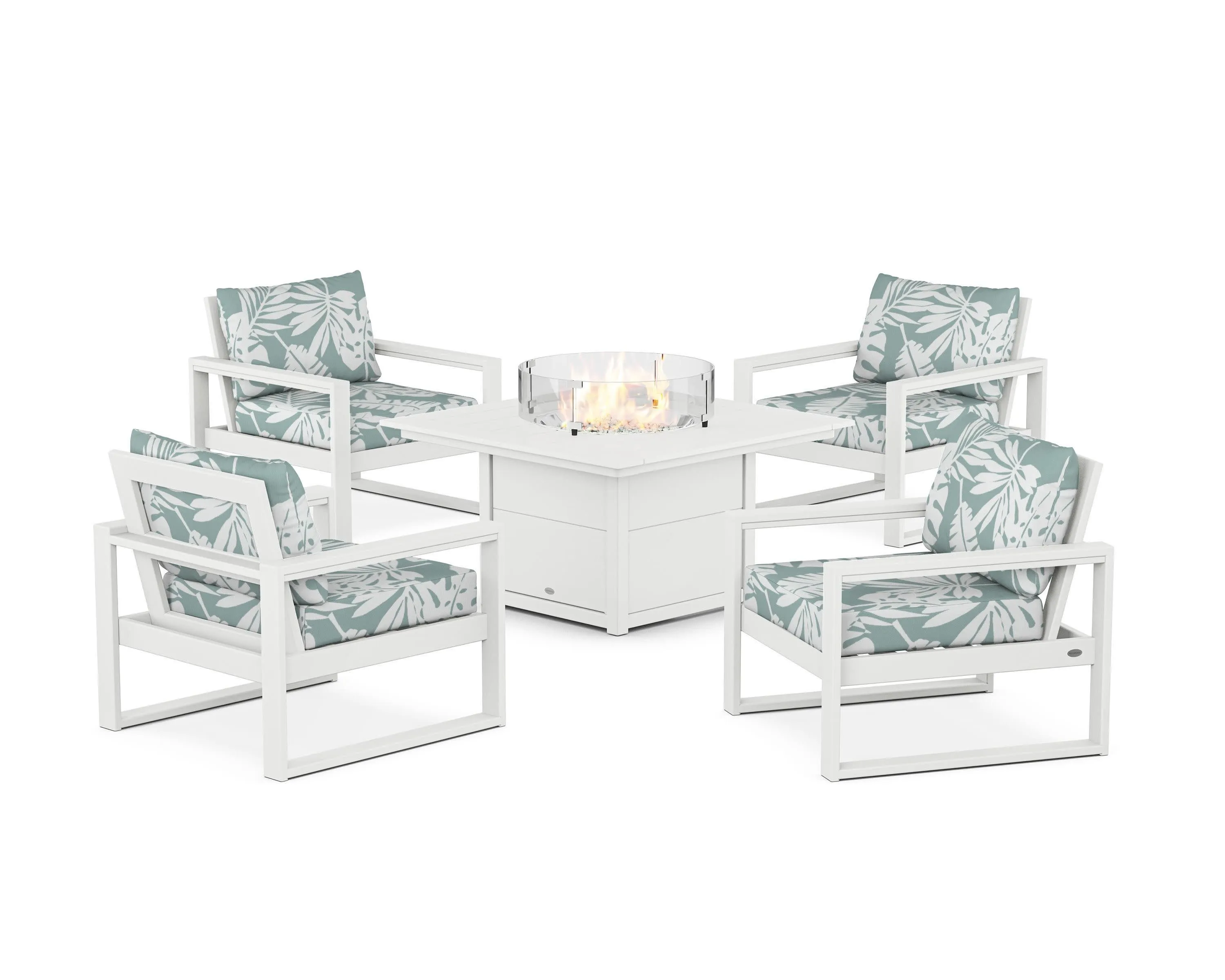 EDGE Sectional 5-Piece Deep Seating Set with Fire Pit Table