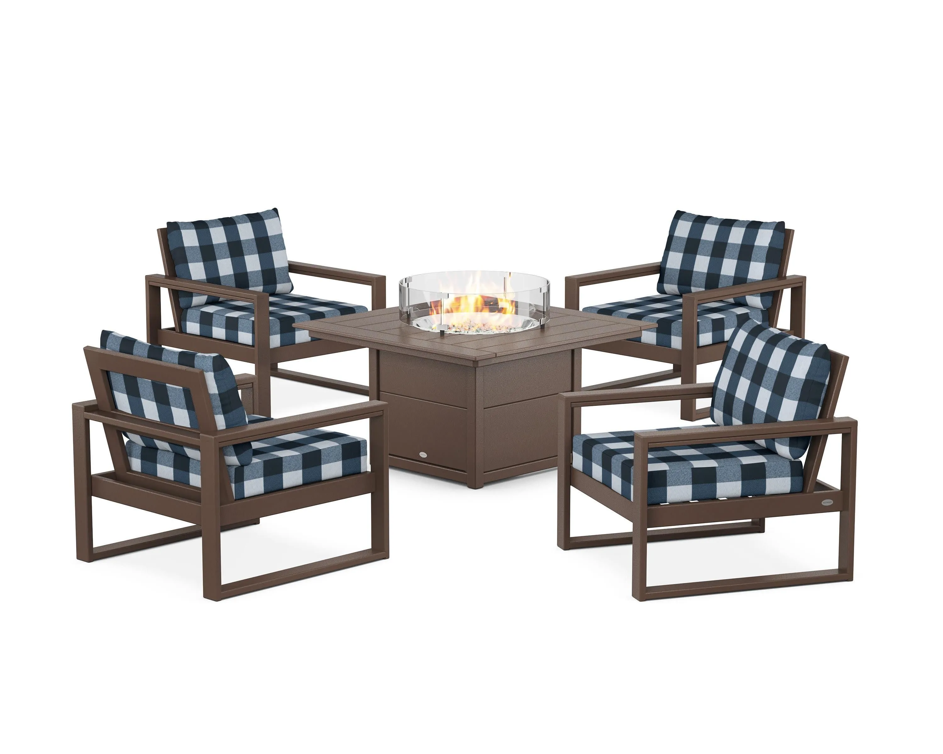 EDGE Sectional 5-Piece Deep Seating Set with Fire Pit Table