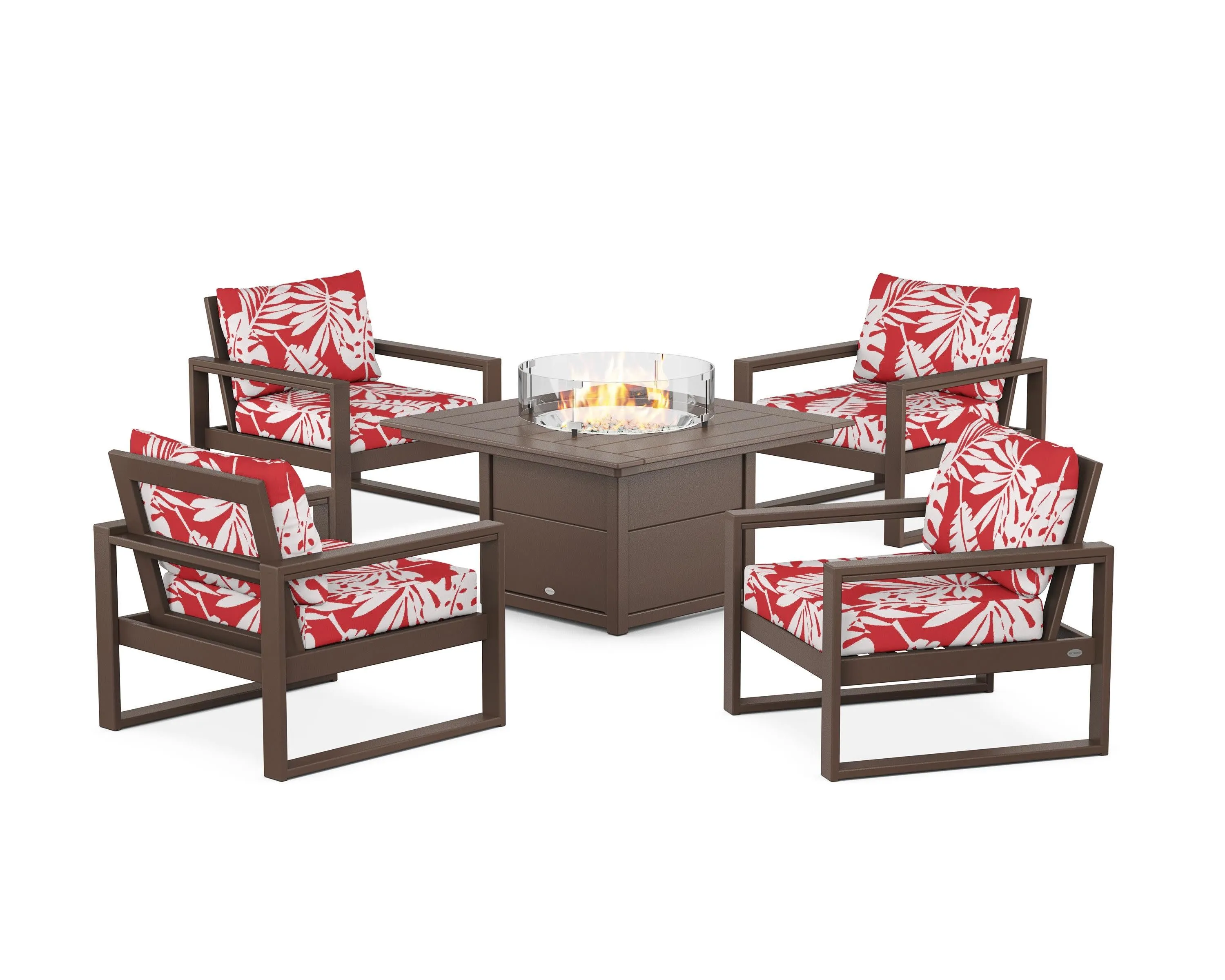 EDGE Sectional 5-Piece Deep Seating Set with Fire Pit Table