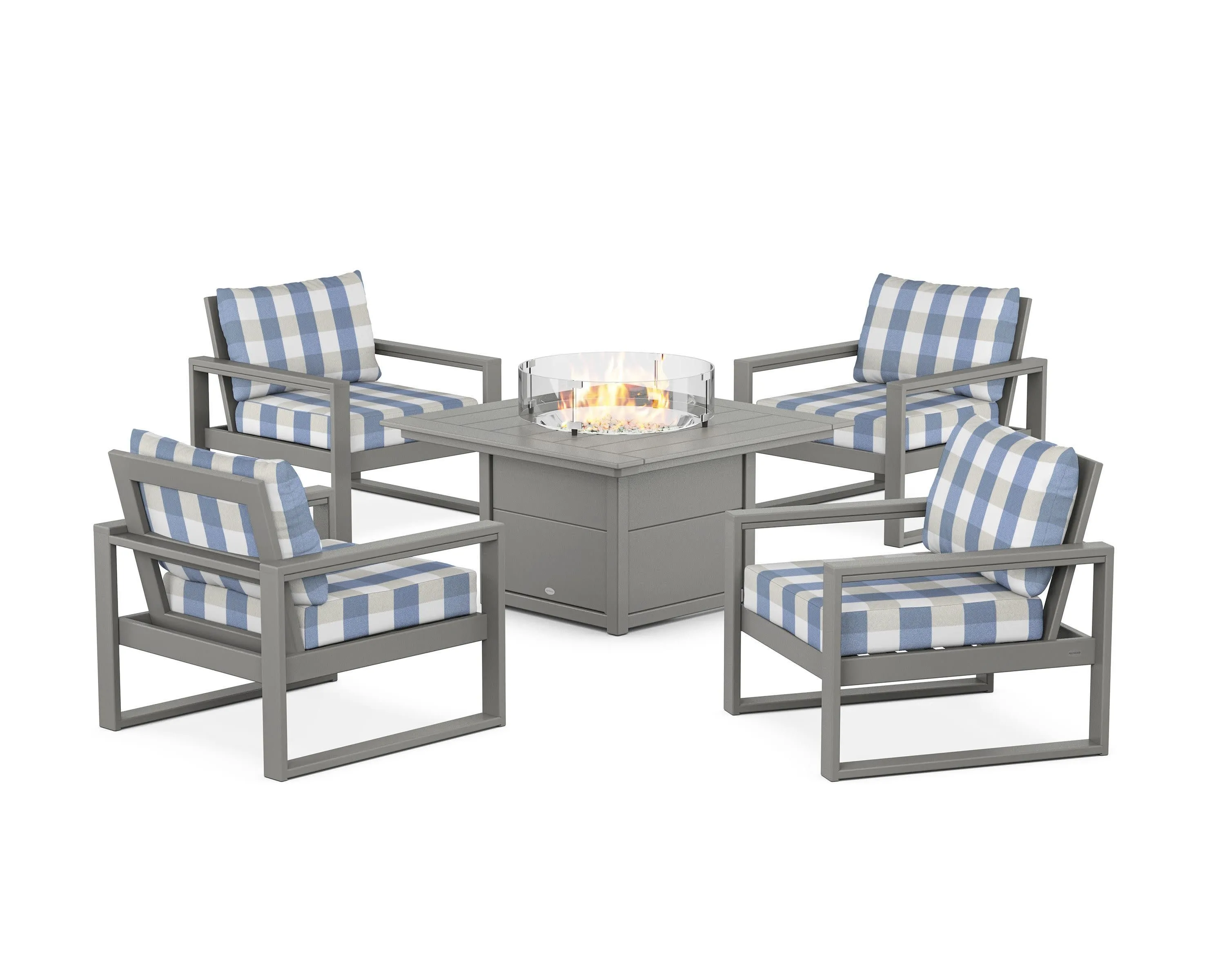 EDGE Sectional 5-Piece Deep Seating Set with Fire Pit Table