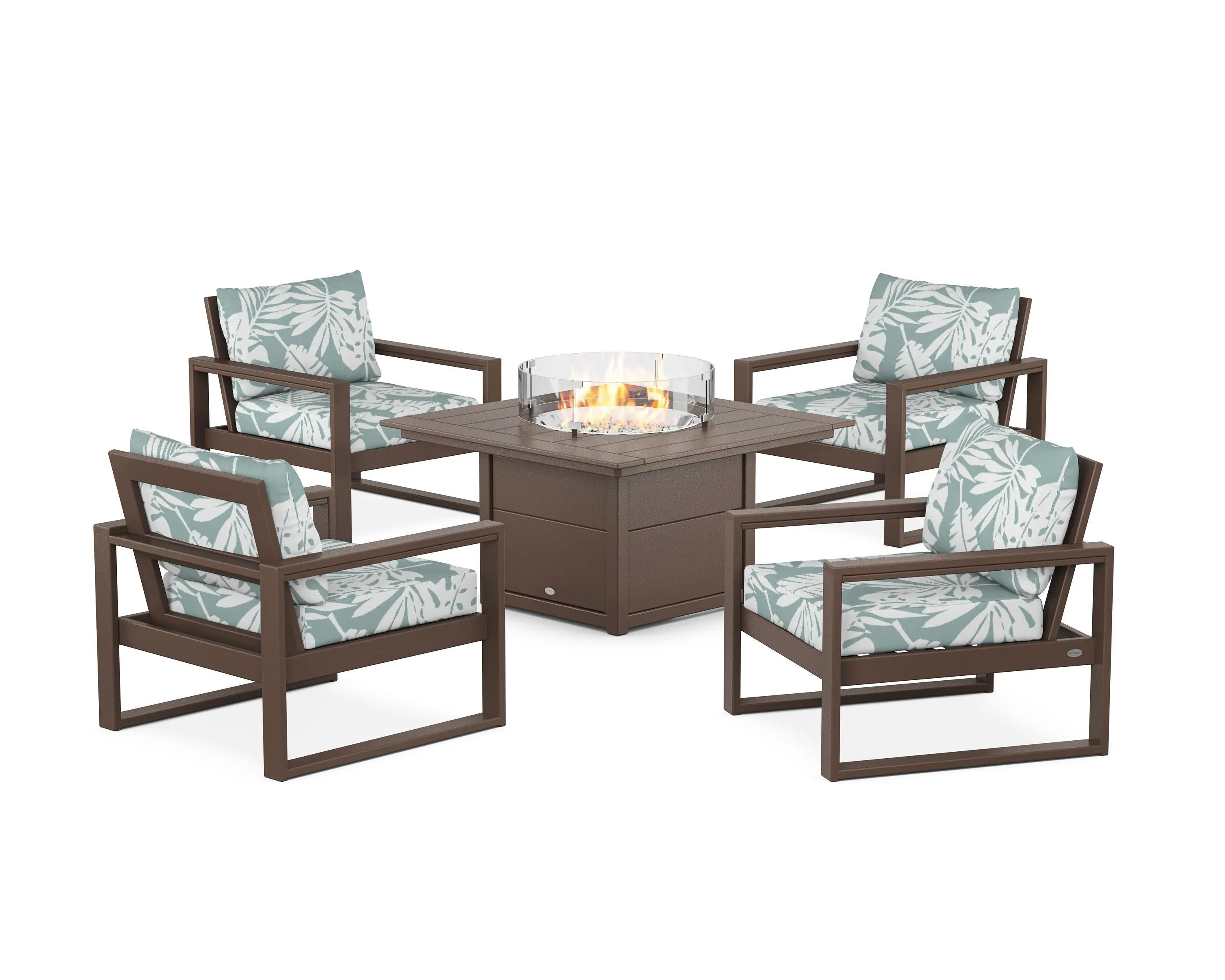 EDGE Sectional 5-Piece Deep Seating Set with Fire Pit Table