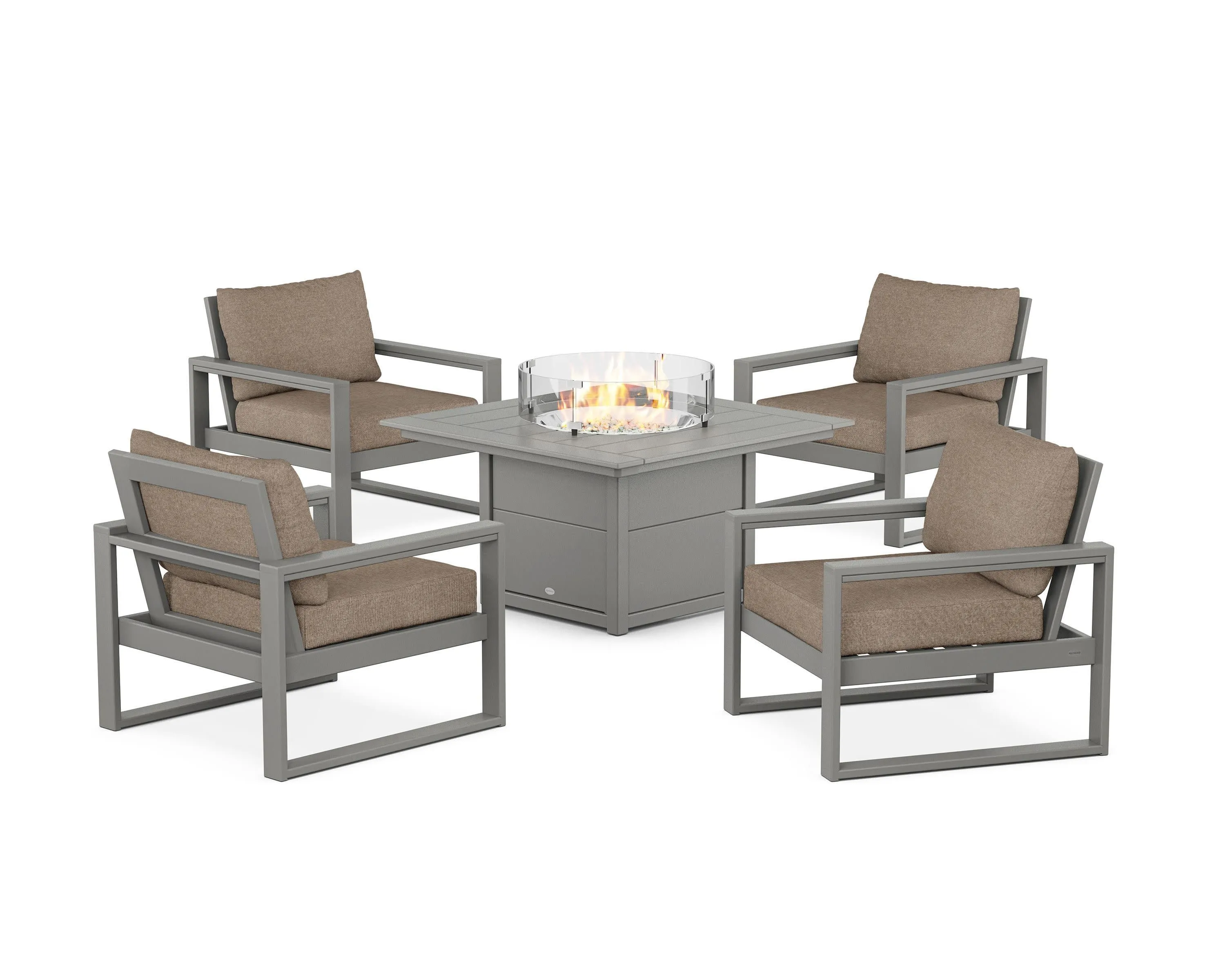 EDGE Sectional 5-Piece Deep Seating Set with Fire Pit Table