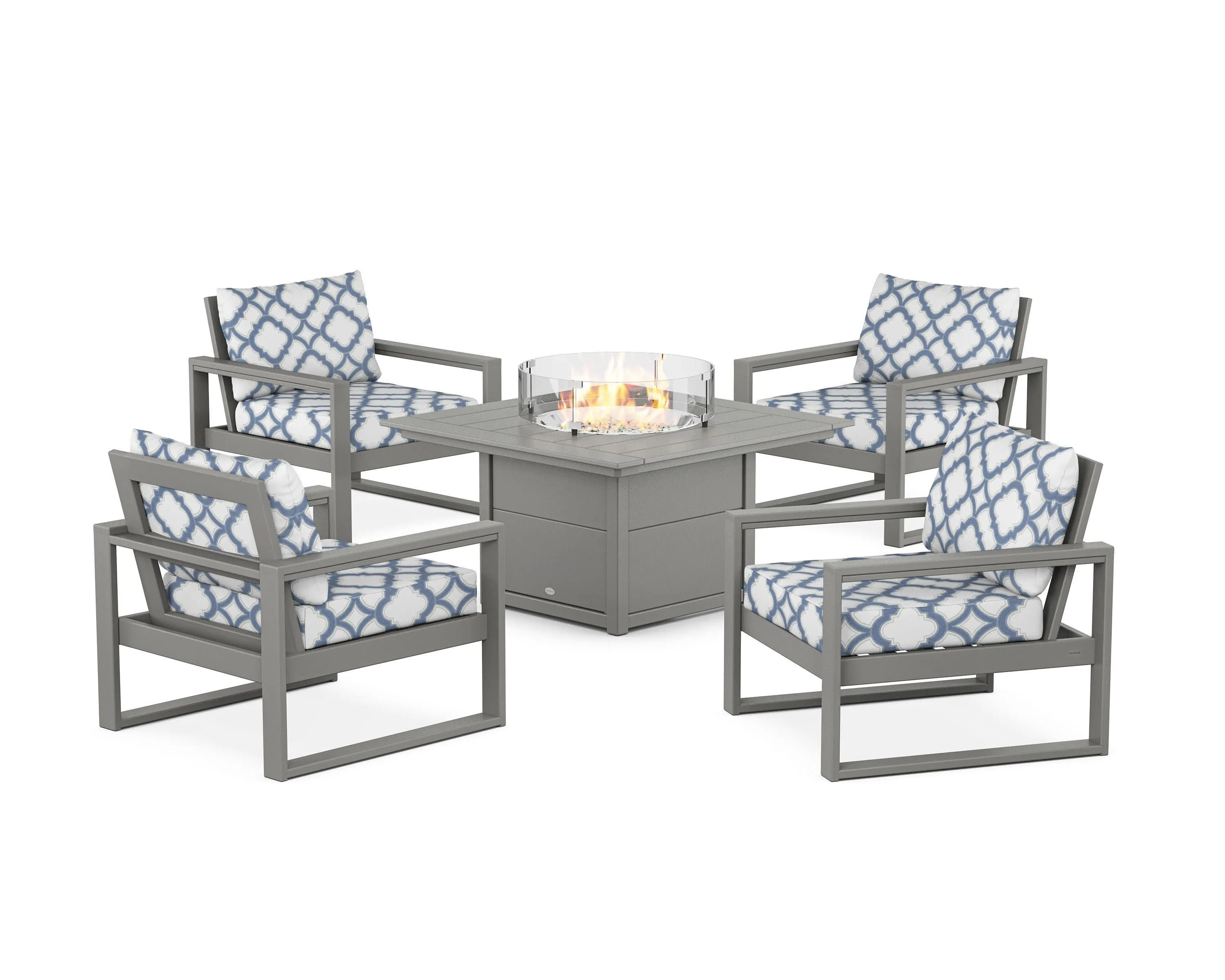 EDGE Sectional 5-Piece Deep Seating Set with Fire Pit Table