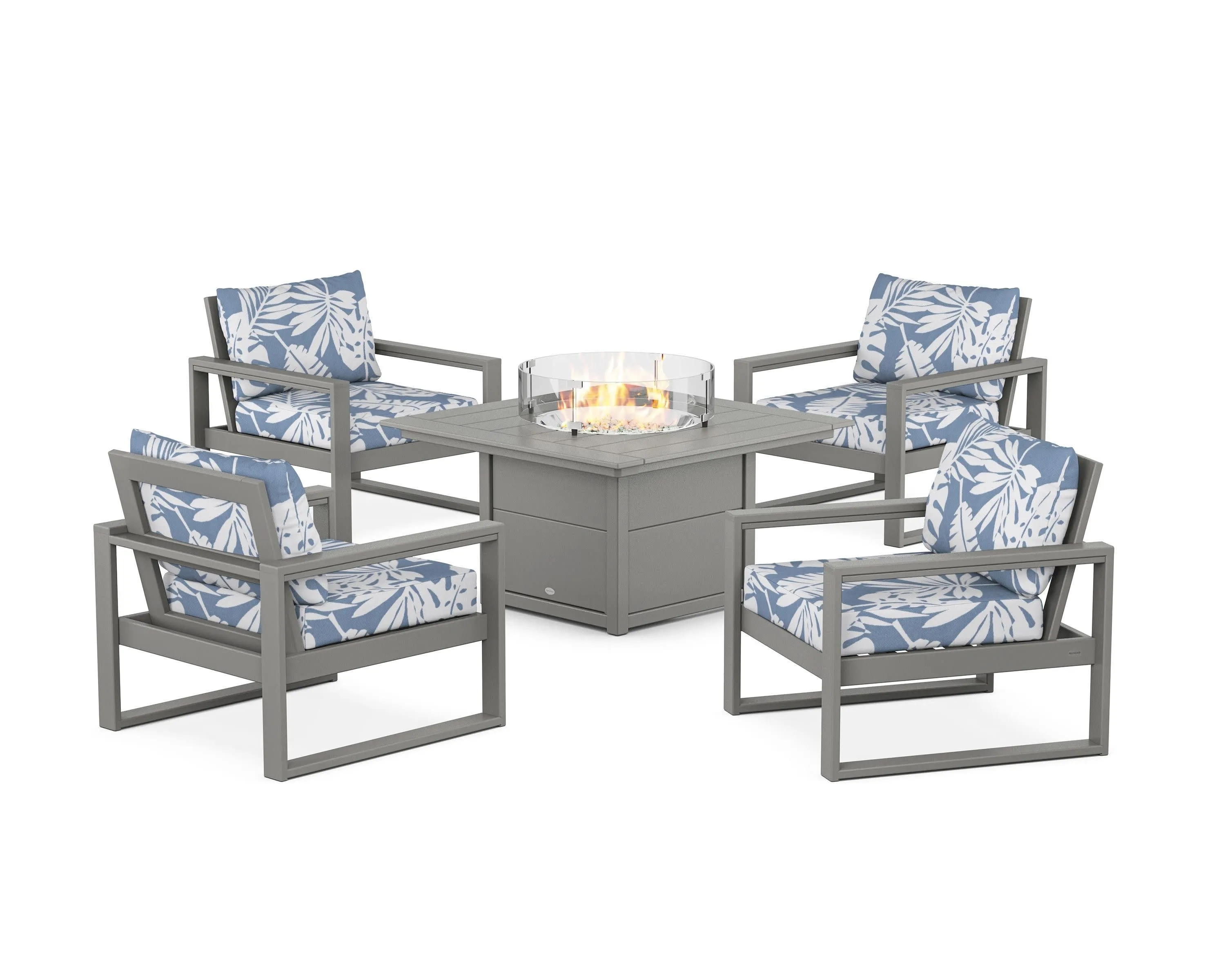 EDGE Sectional 5-Piece Deep Seating Set with Fire Pit Table