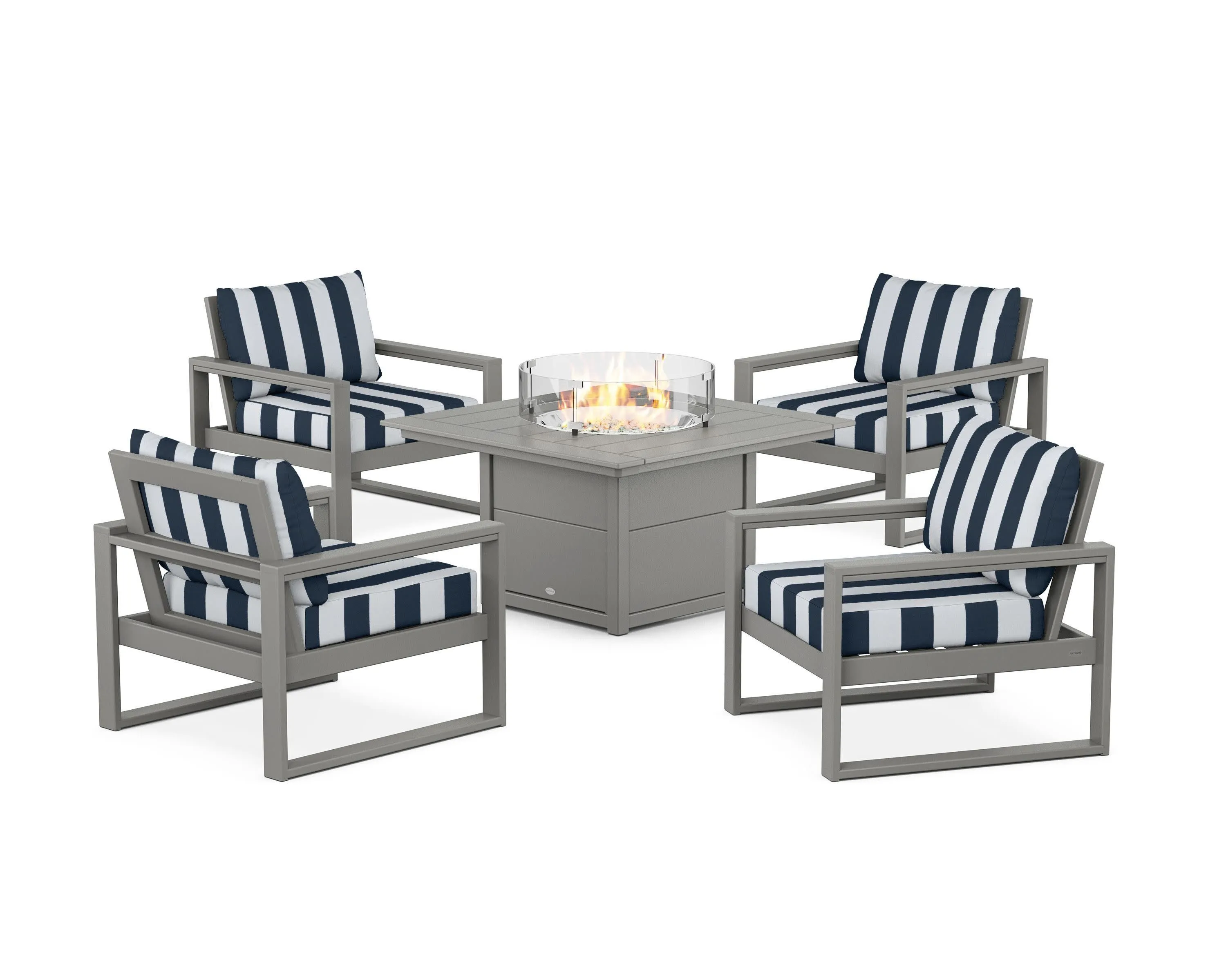 EDGE Sectional 5-Piece Deep Seating Set with Fire Pit Table