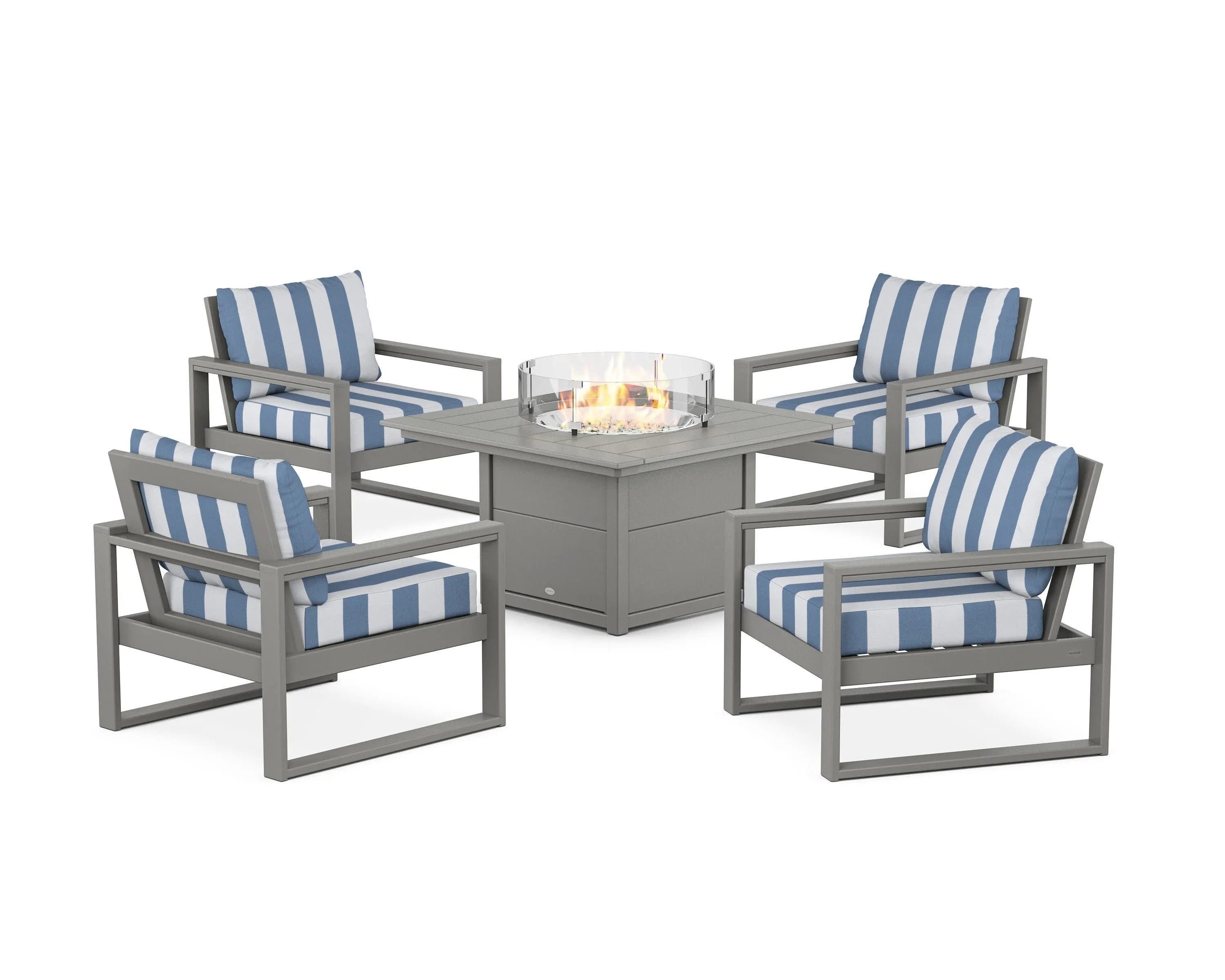 EDGE Sectional 5-Piece Deep Seating Set with Fire Pit Table