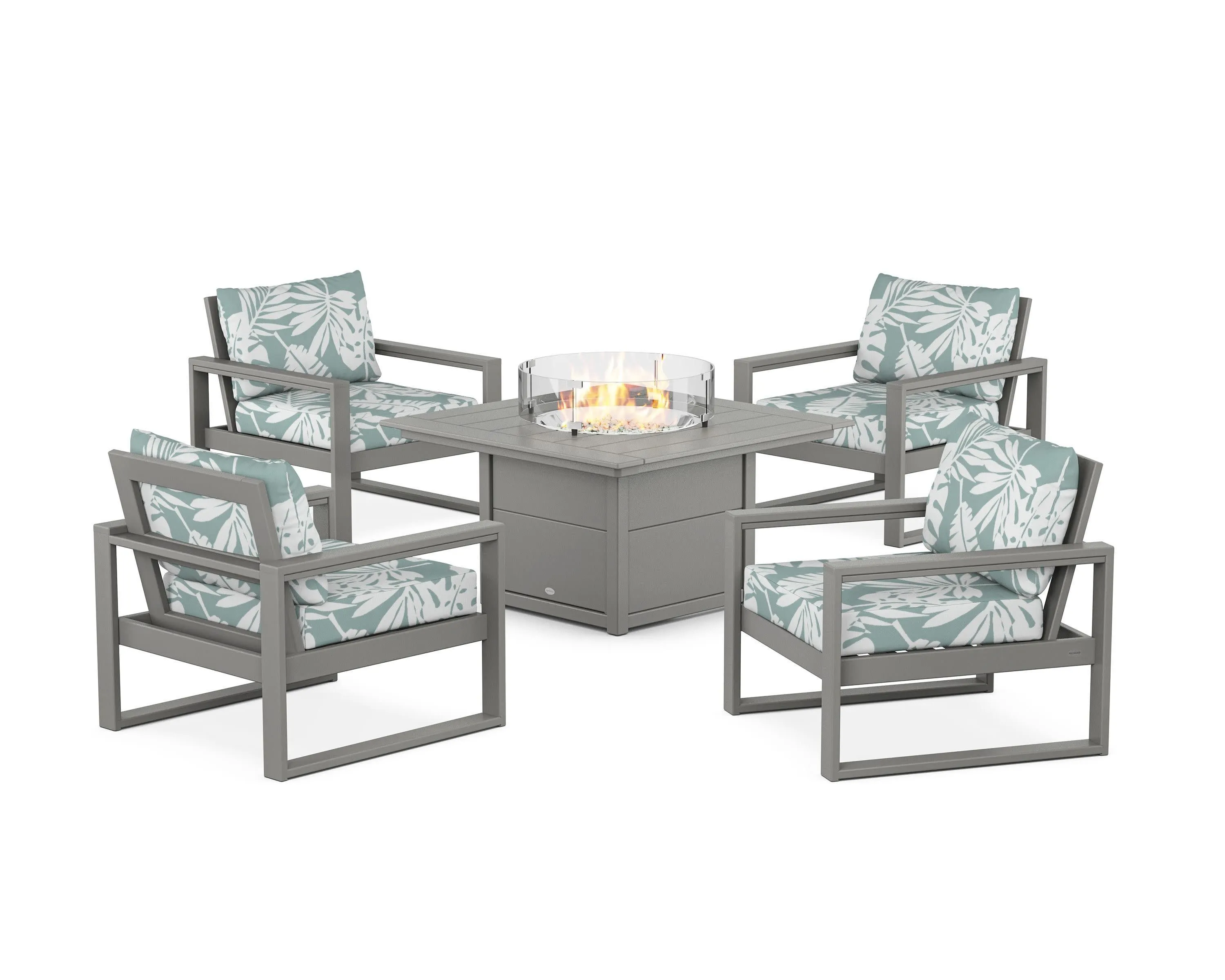 EDGE Sectional 5-Piece Deep Seating Set with Fire Pit Table