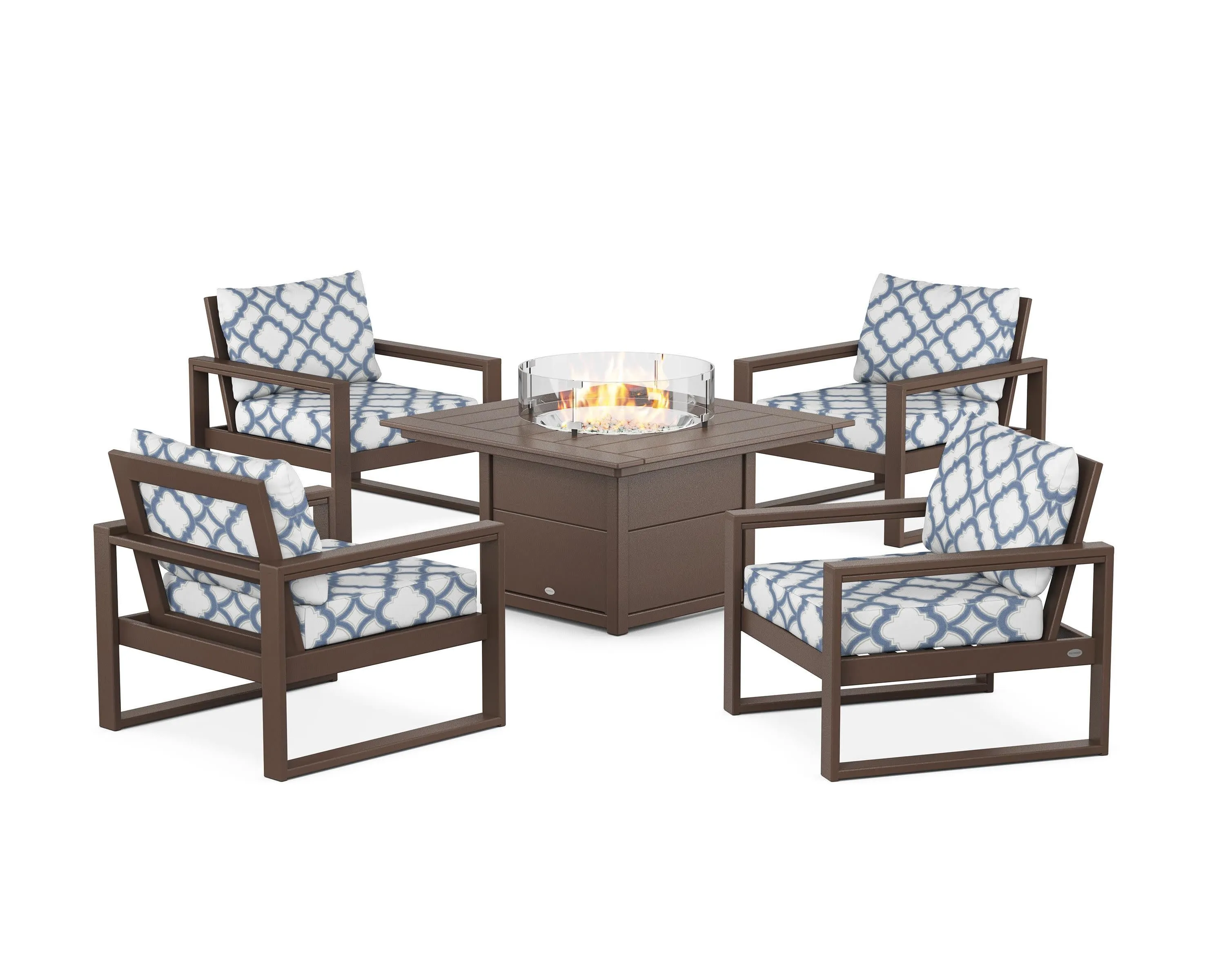 EDGE Sectional 5-Piece Deep Seating Set with Fire Pit Table