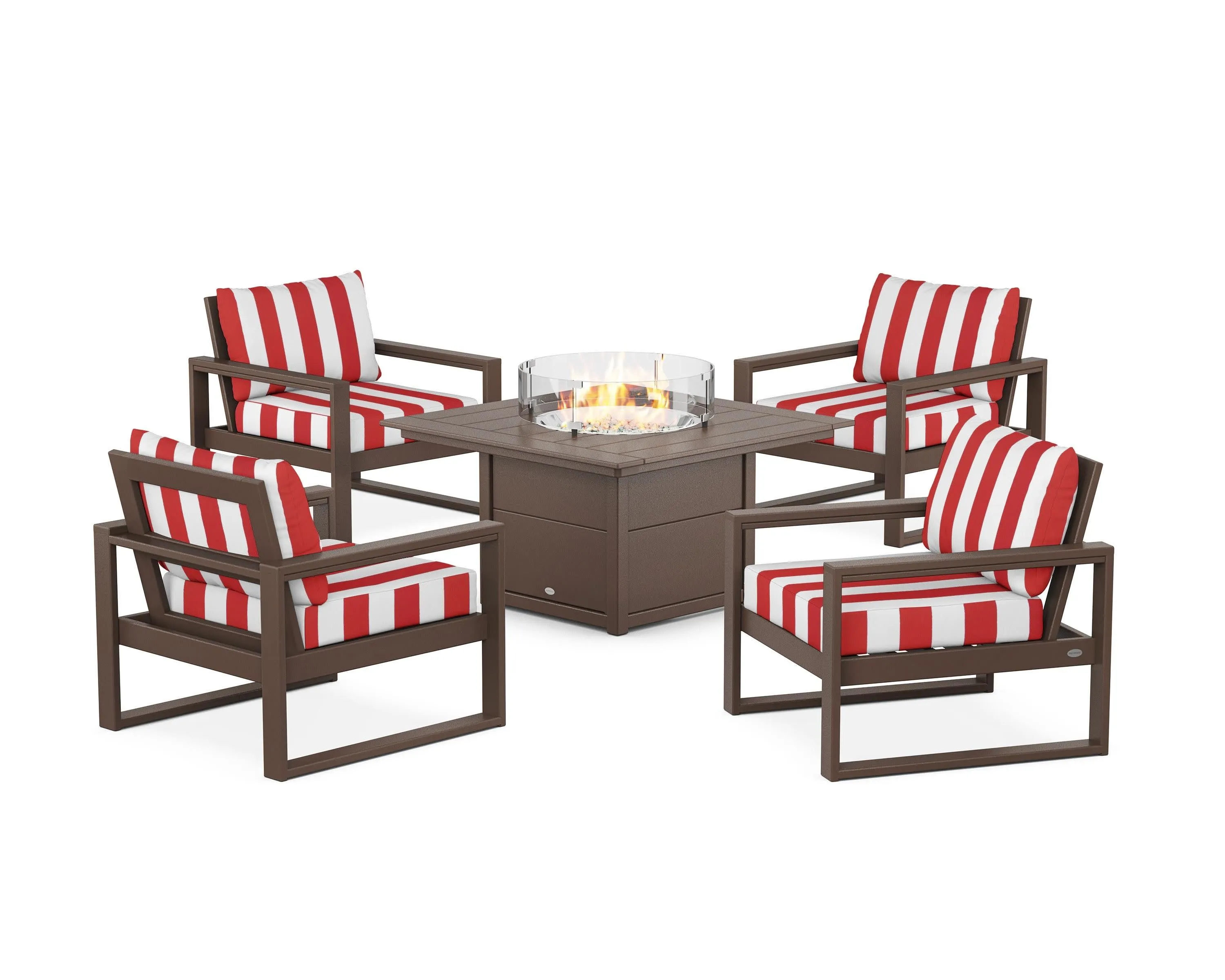 EDGE Sectional 5-Piece Deep Seating Set with Fire Pit Table