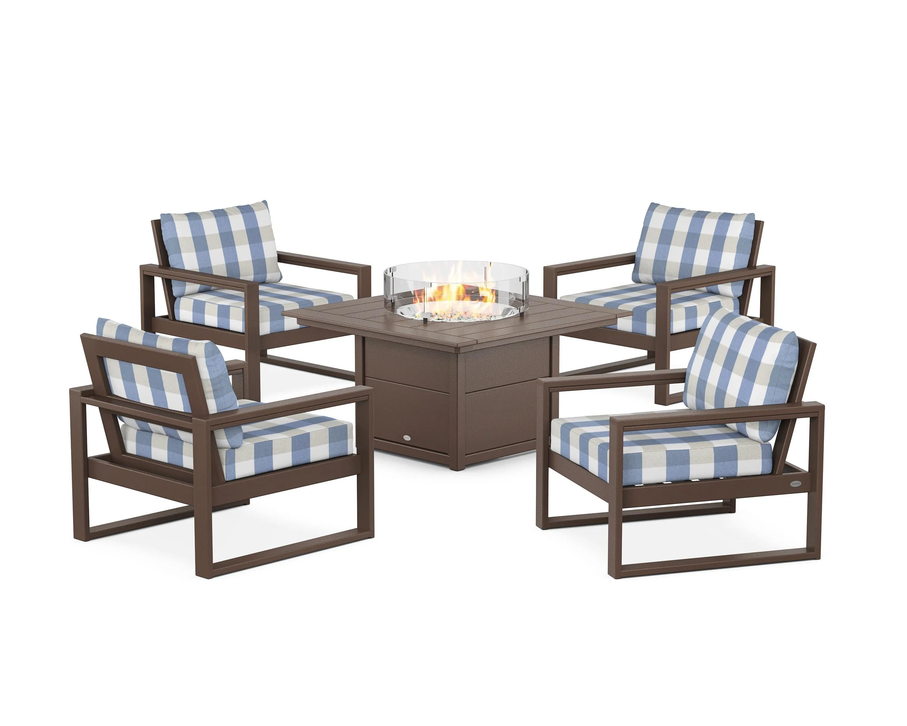 EDGE Sectional 5-Piece Deep Seating Set with Fire Pit Table