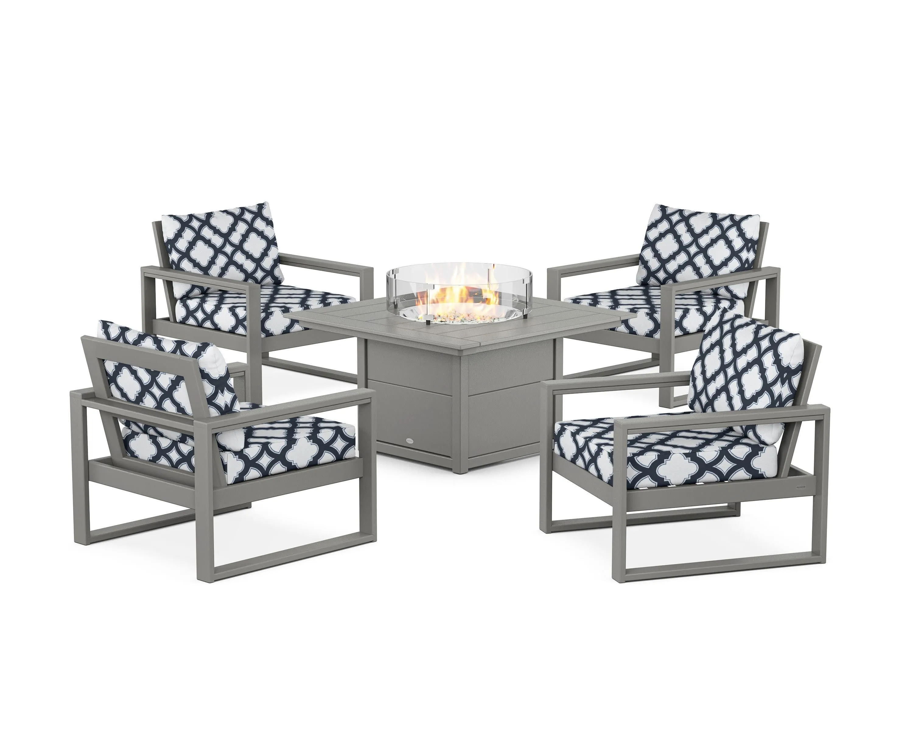EDGE Sectional 5-Piece Deep Seating Set with Fire Pit Table
